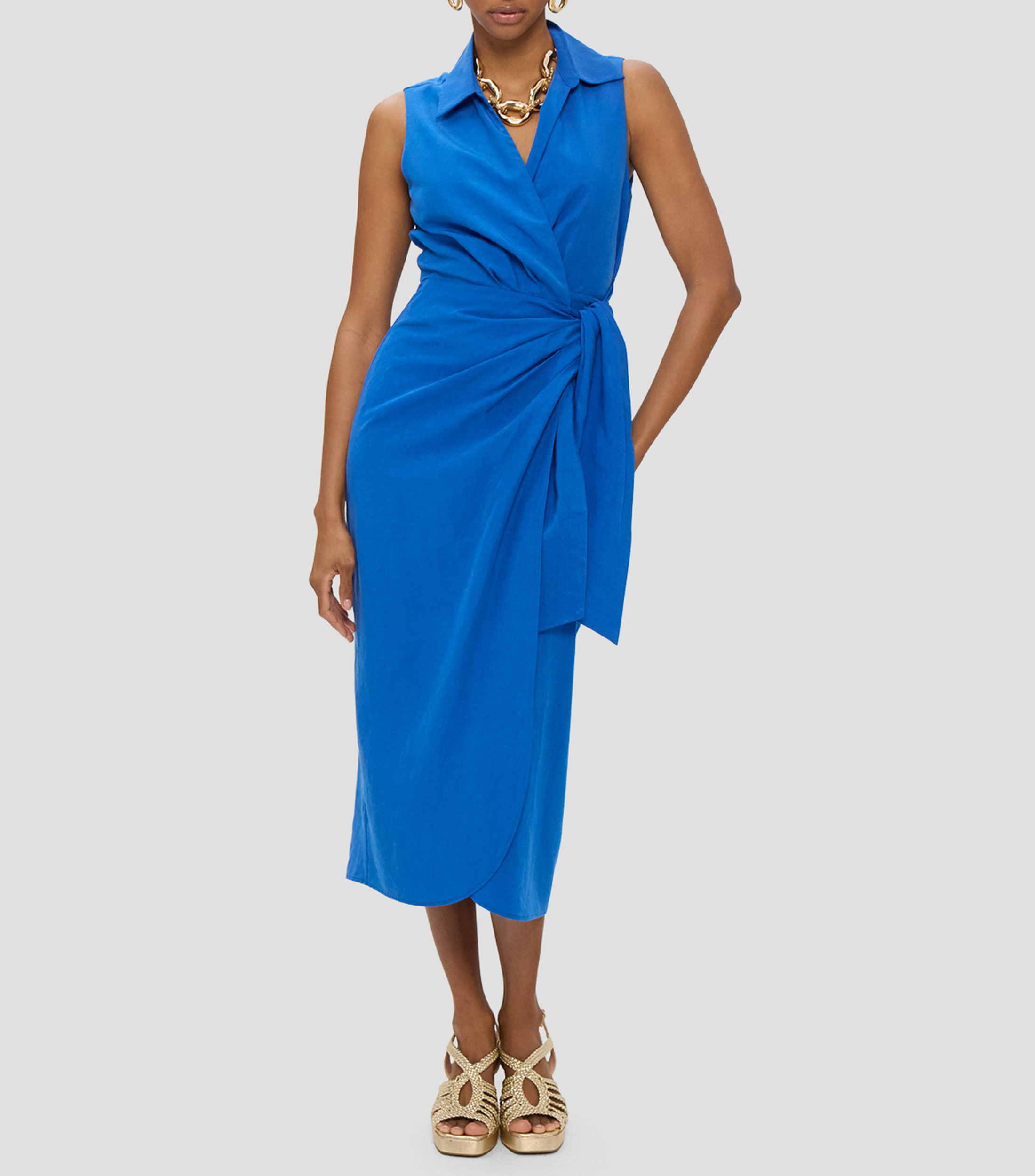 Vestido midi liso Mujer