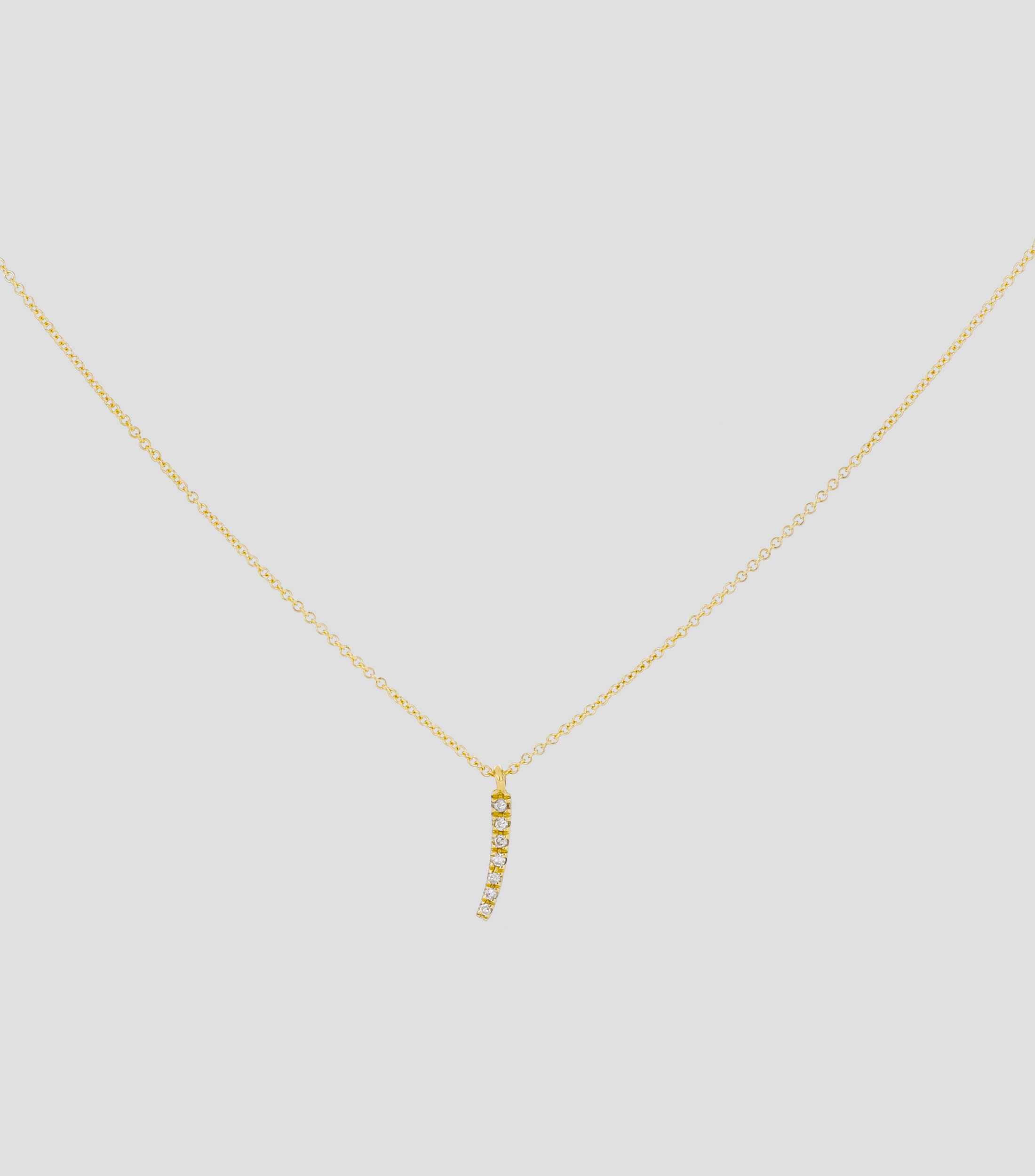 Dije en letra quotIquot y cadena en Oro amarillo 14 Kts Mujer
