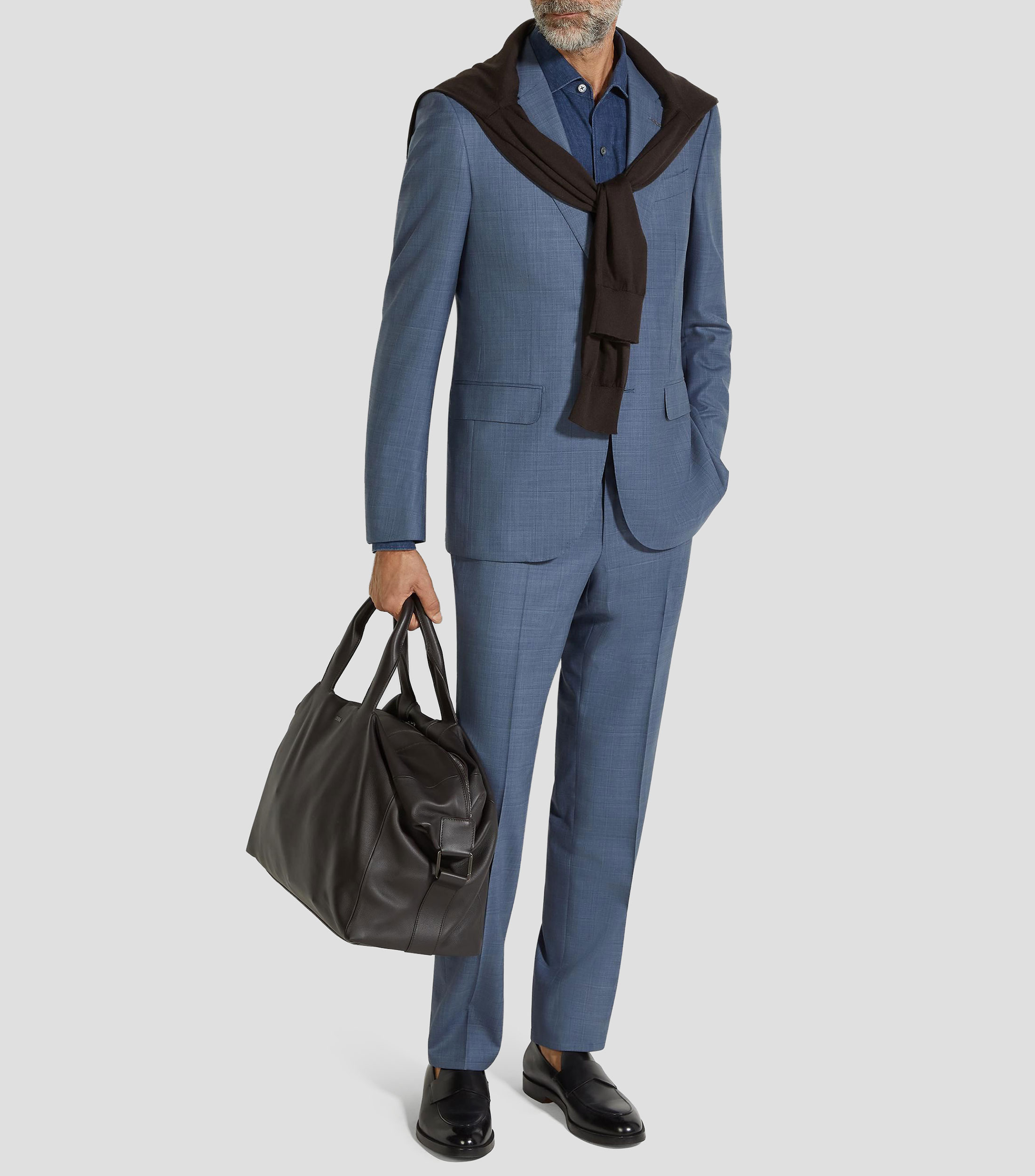 Traje de lana corte regular con rayas Hombre