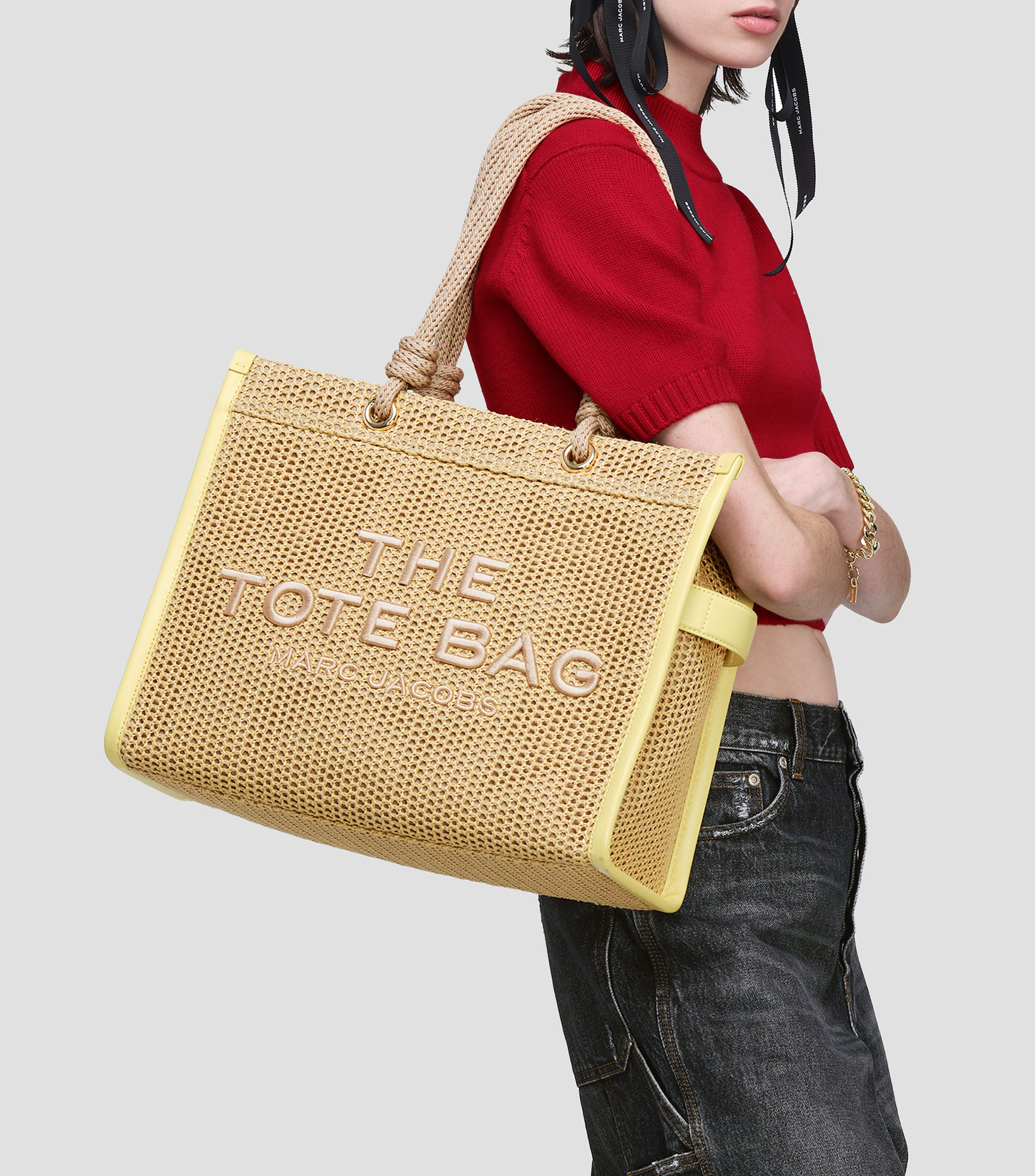 Bolsa tote Woven Rope Large sólida Mujer