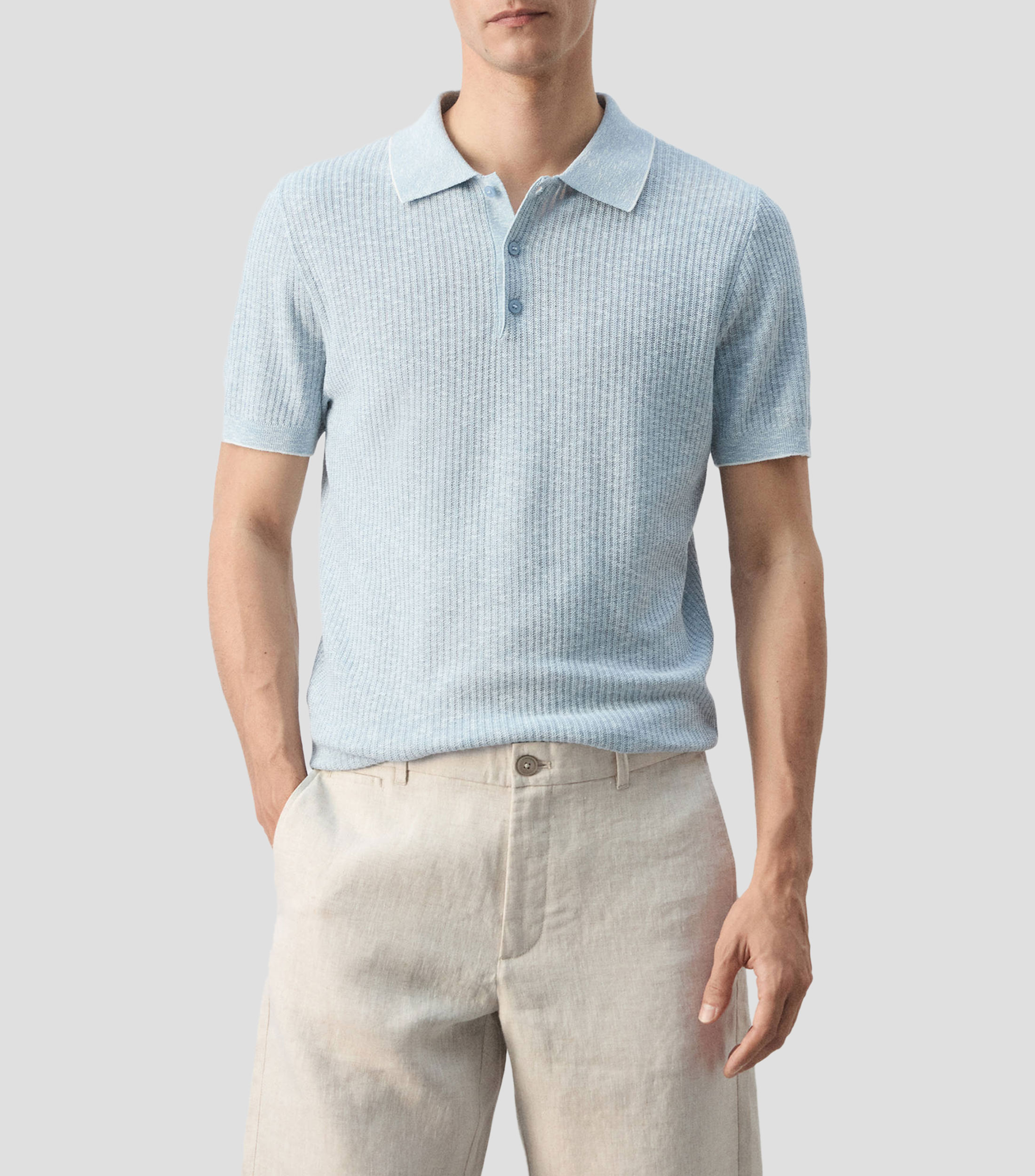 Playera tipo polo manga corta lisa Hombre