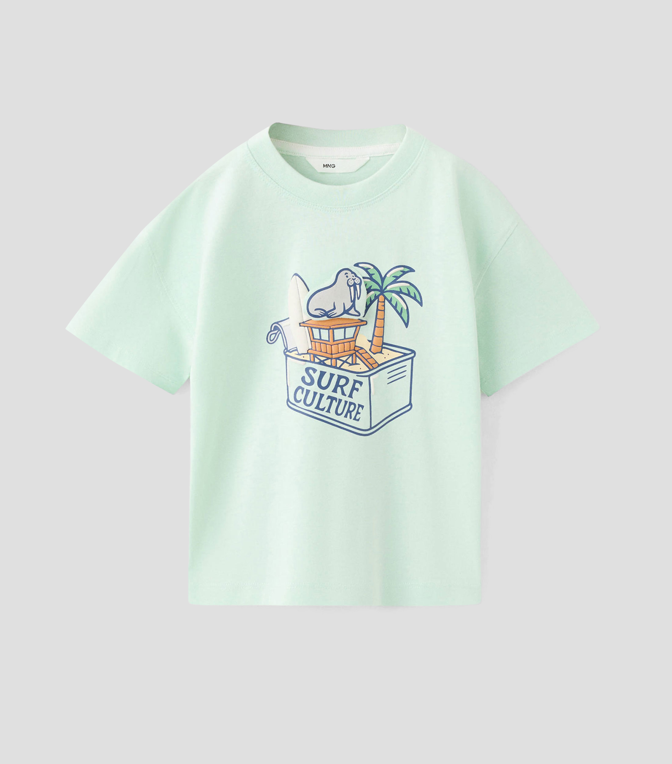 Playera cuello redondo manga corta con estampado Niño