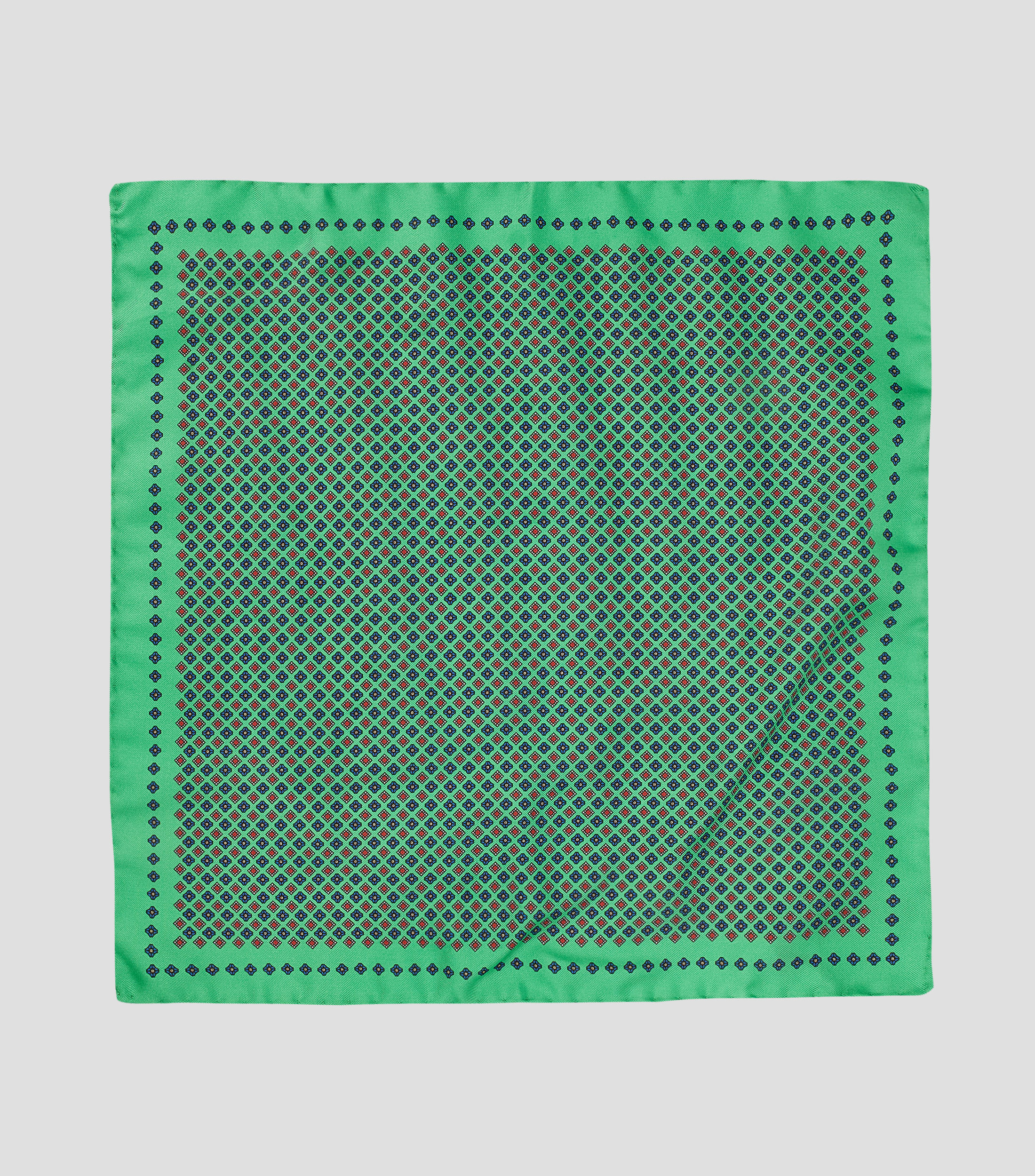 Pañuelo en seda verde estampado Hombre