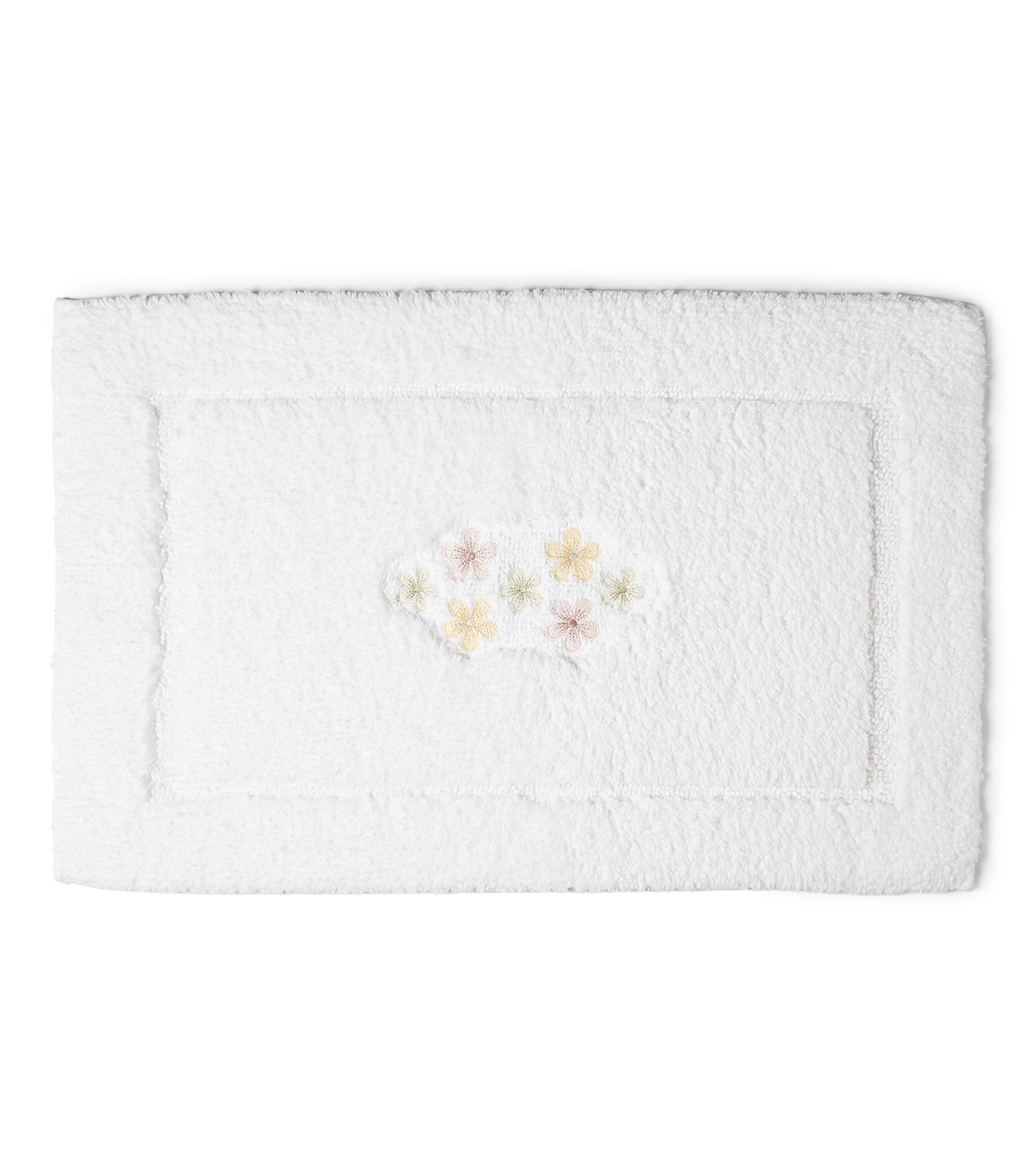 Set de tapete con toallas Flores blanco