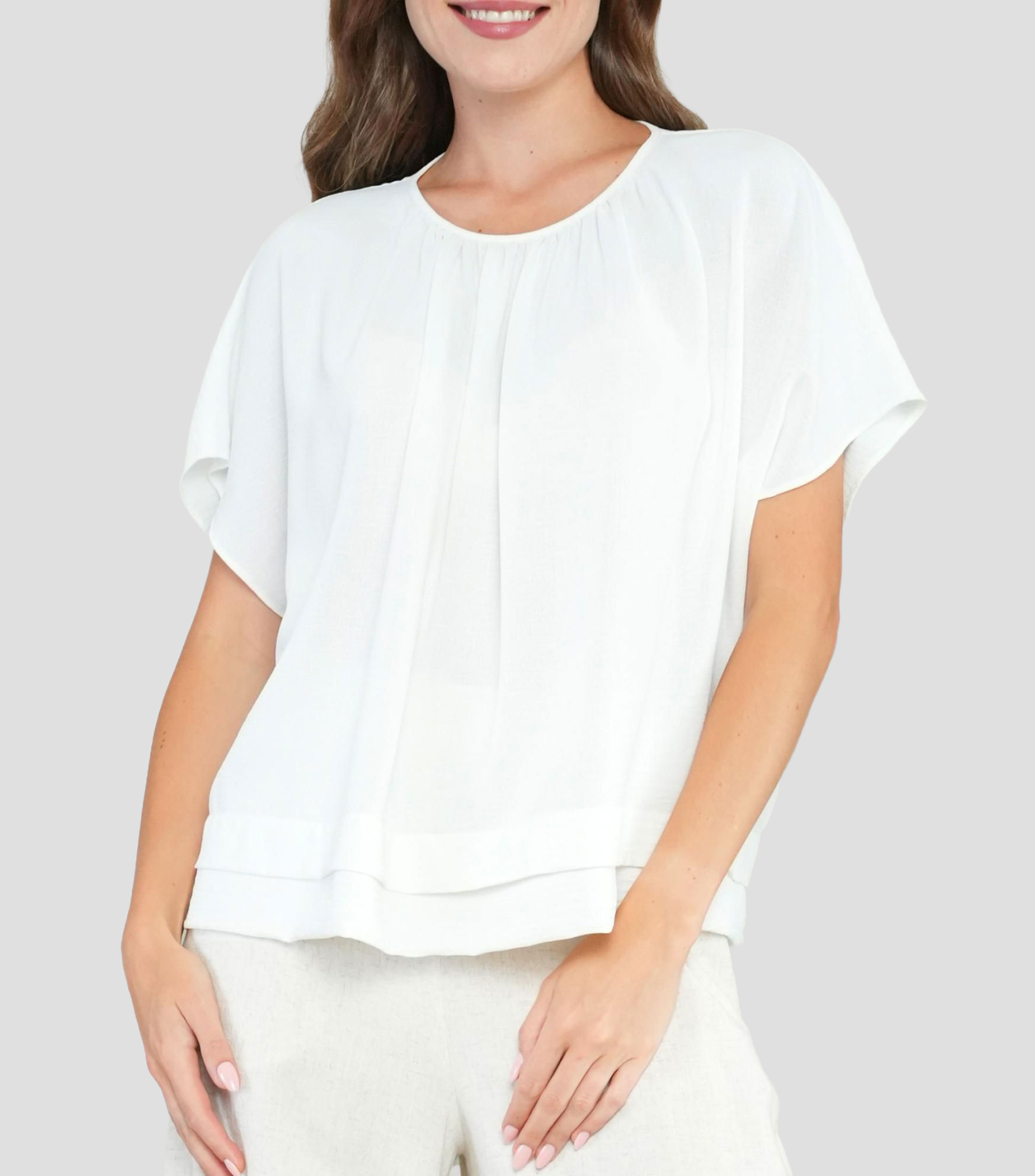 Blusa lisa manga corta Mujer
