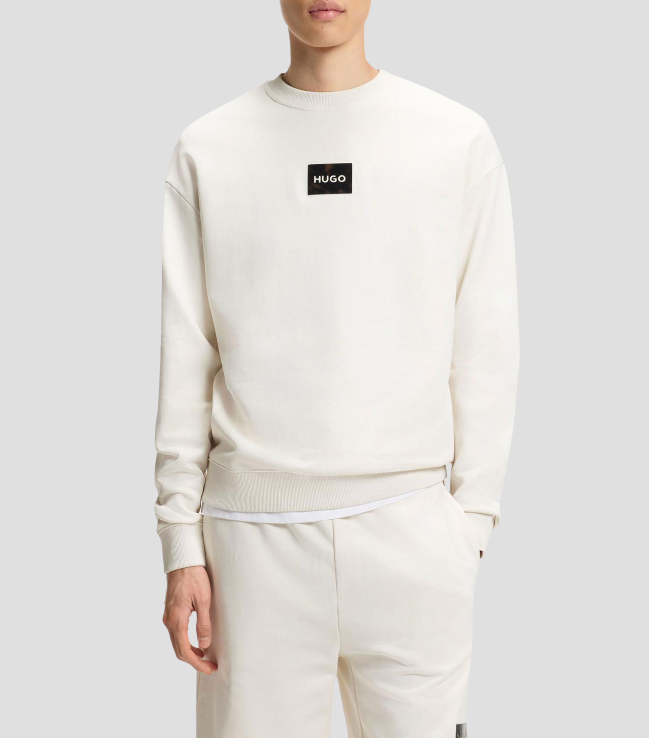 Sudadera de felpa de algodón con parche y logo de carey Hombre