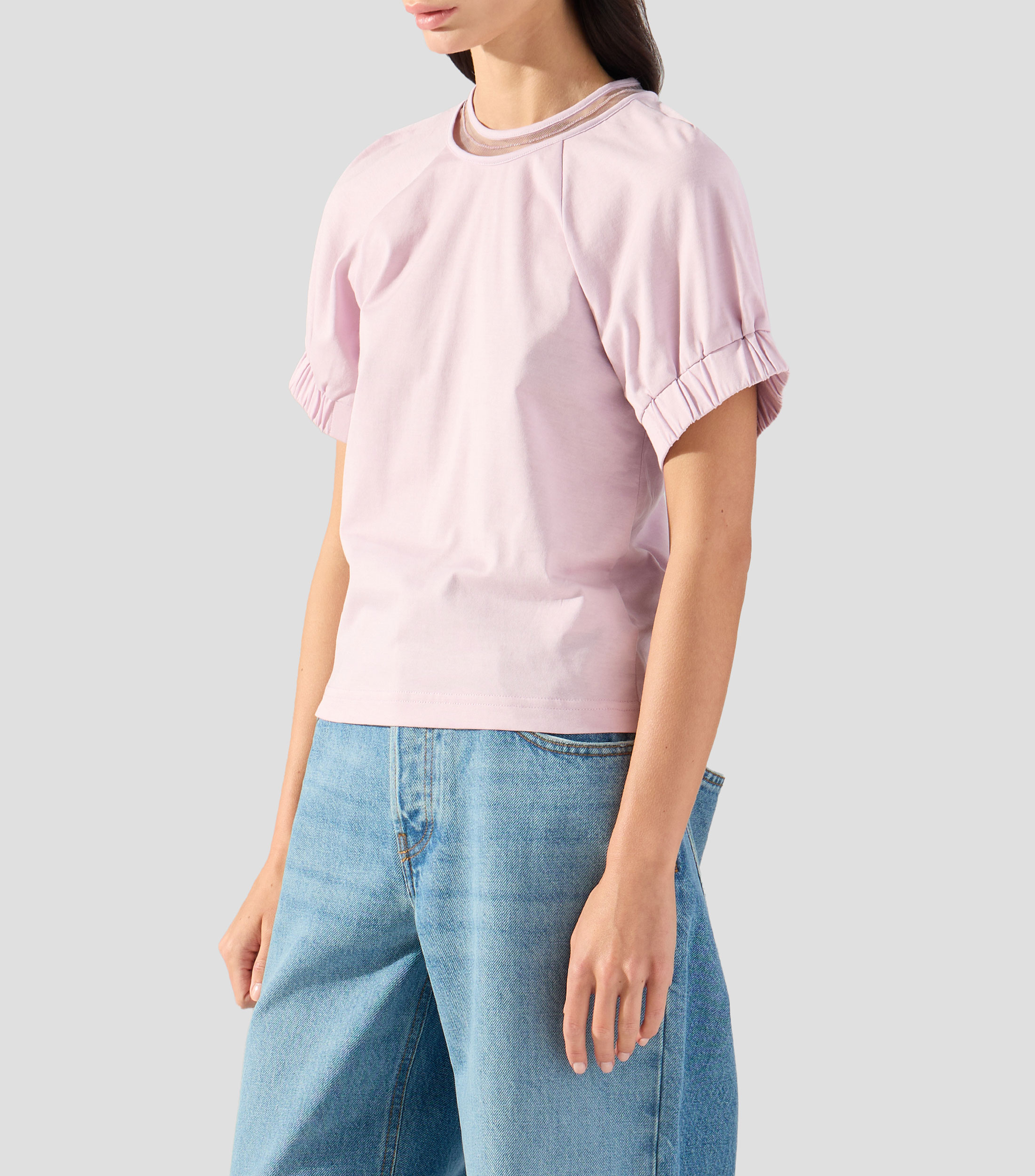 Playera cuello redondo manga corta lisa Mujer