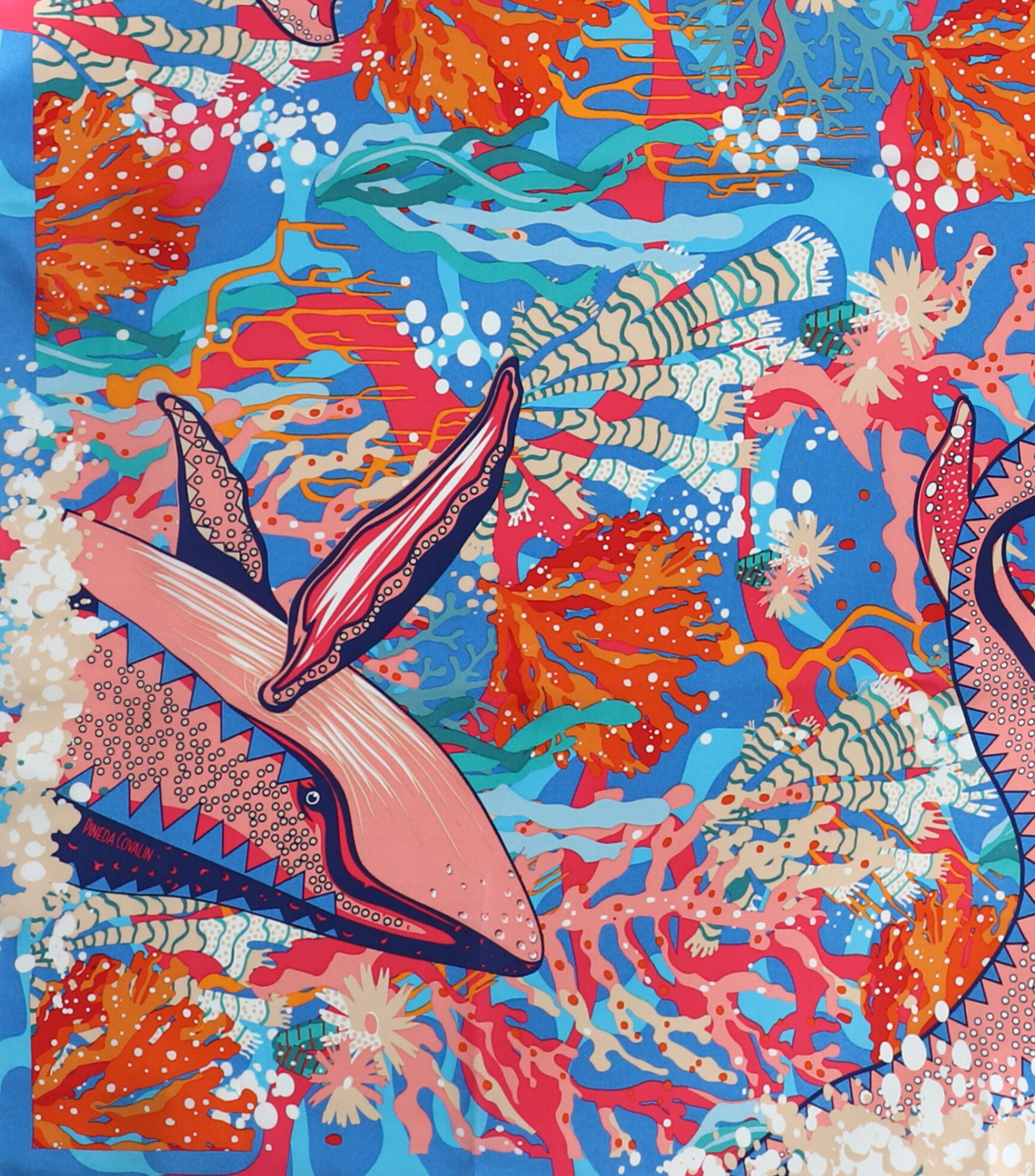 Mascada multicolor con ballenas Mujer