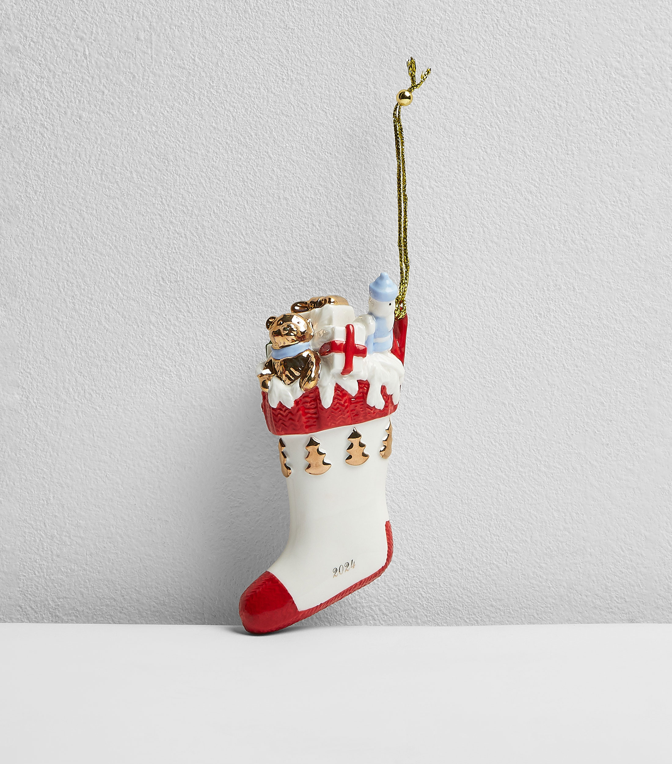 Ornamento Bota navidena en porcelana