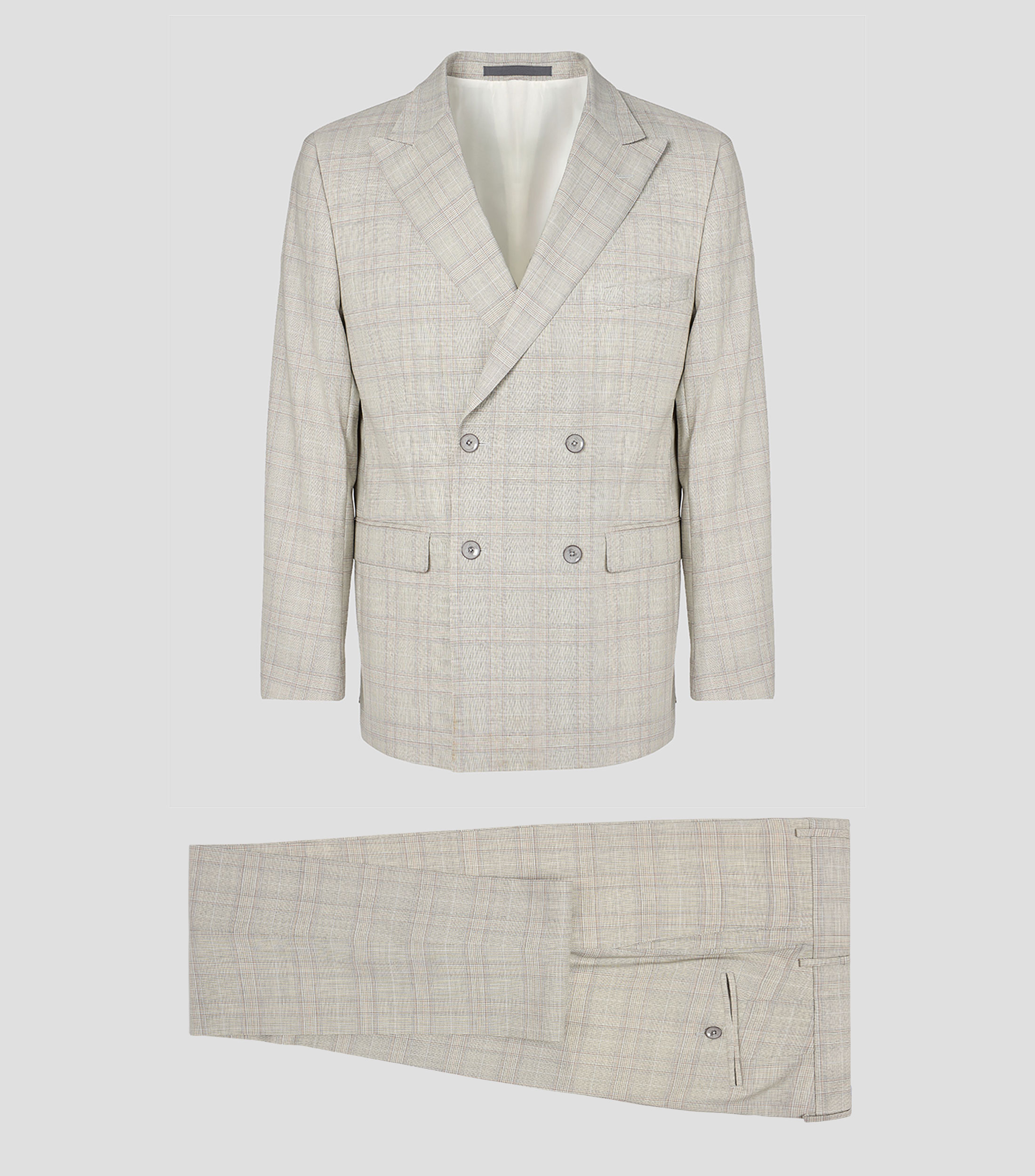 Traje de lana corte regular con cuadros Hombre