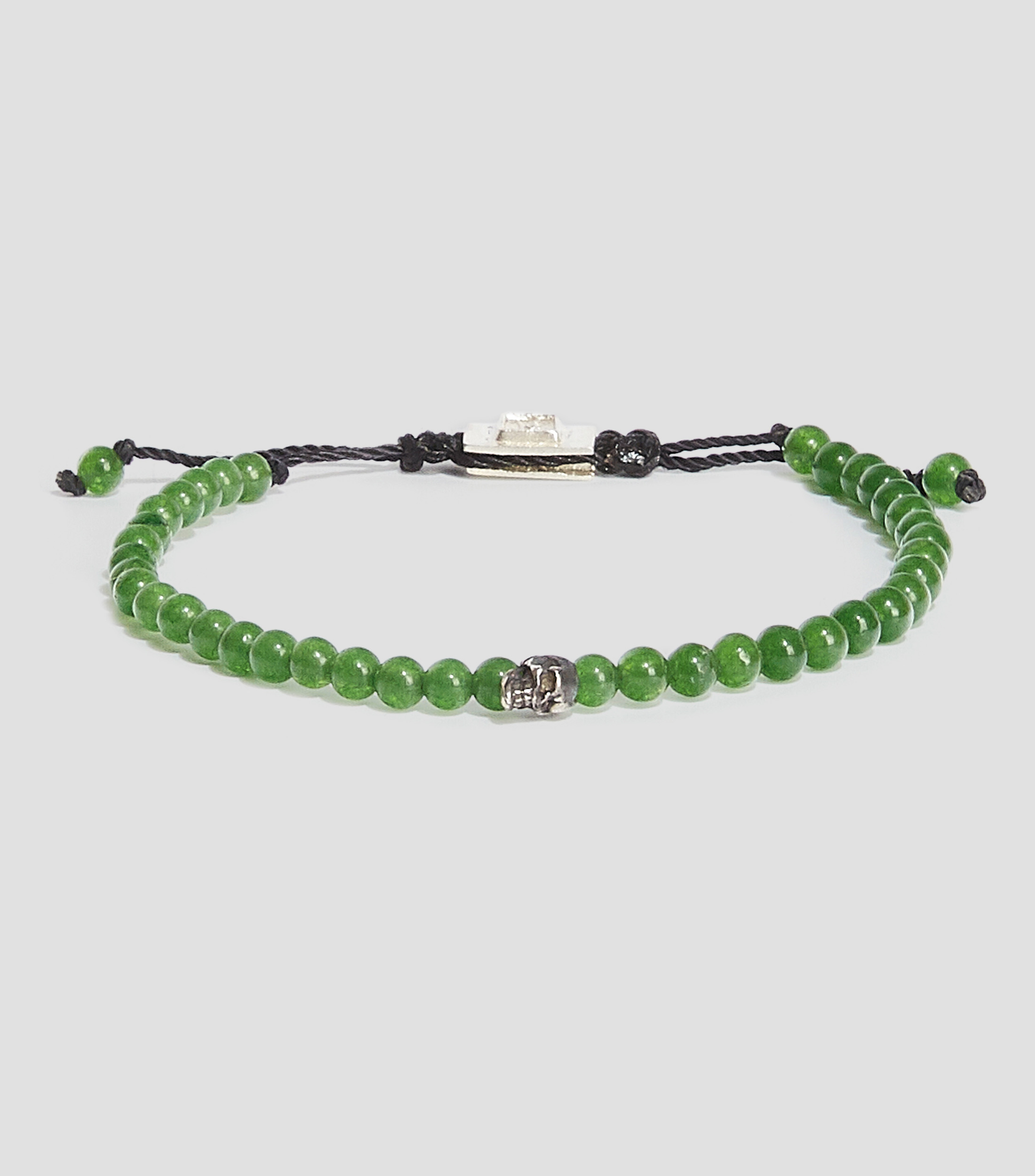 Pulsera ajustable con jade y plata Hombre