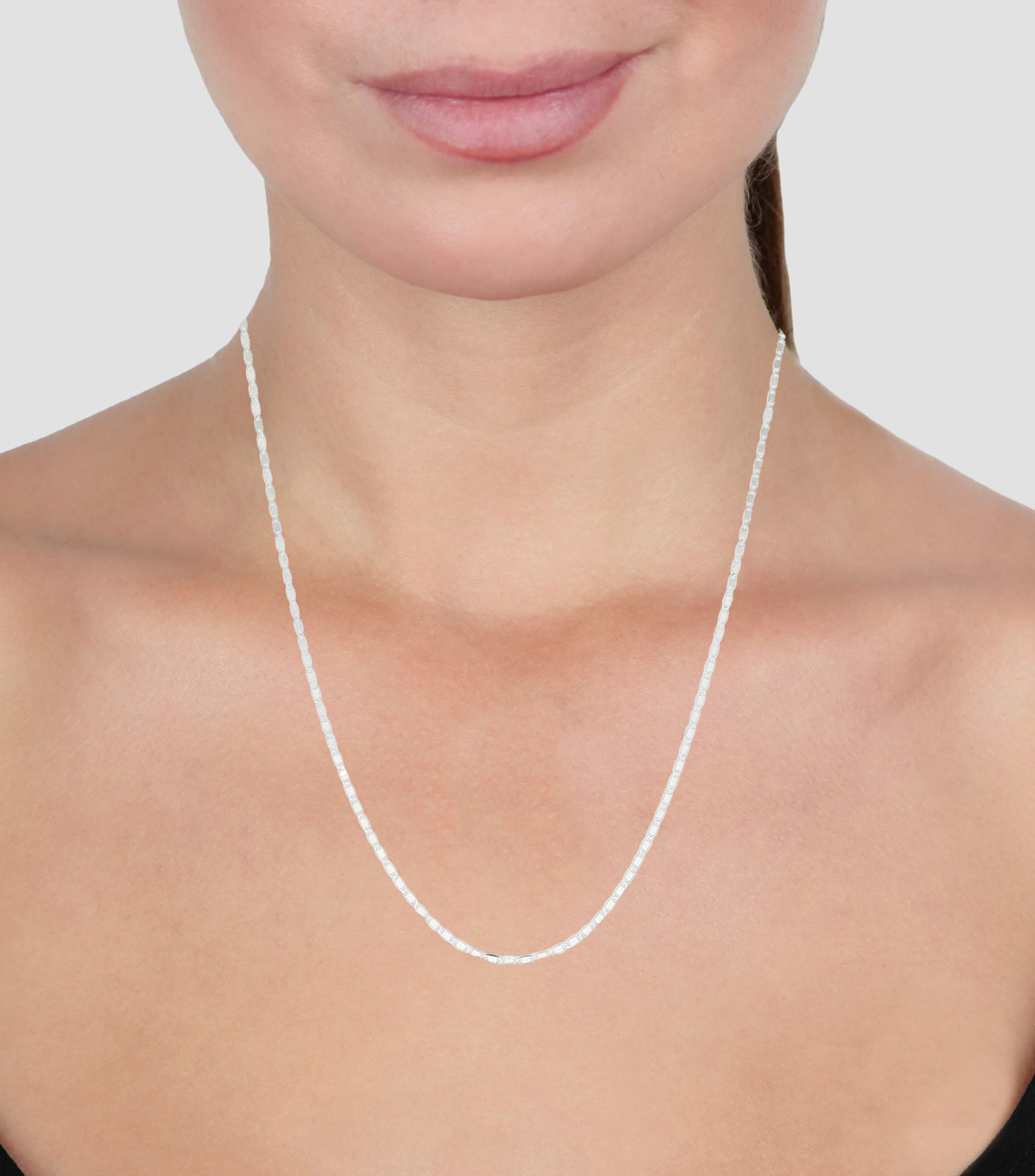Cadena Espejo en oro blanco de 14 kilates Mujer