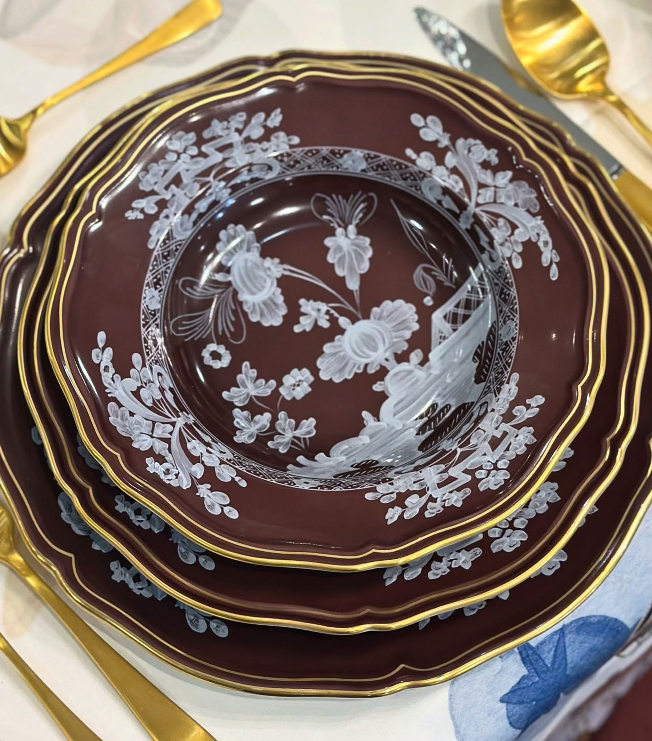 Plato para taza de café Oriente Italiano con flores