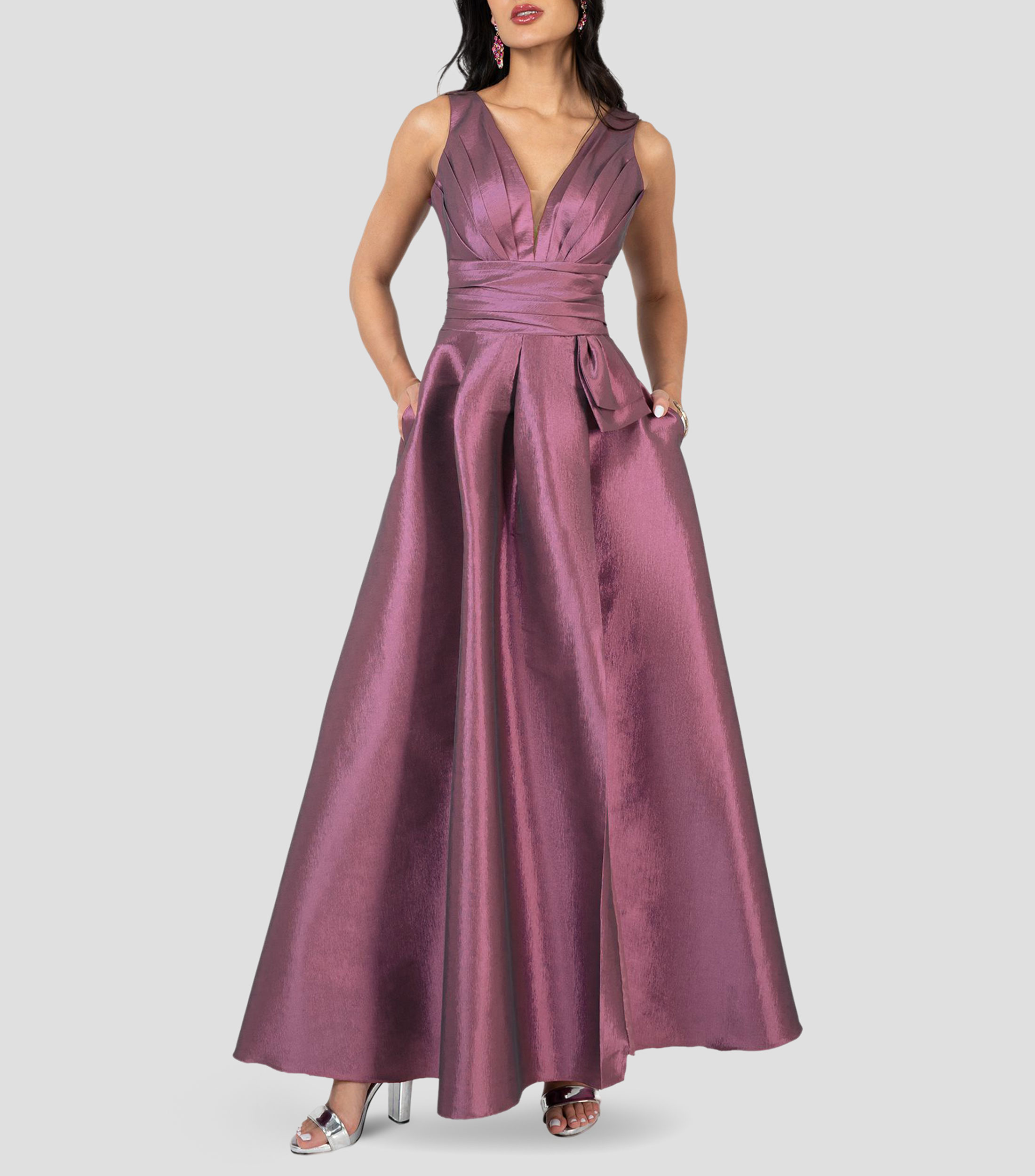 Vestido largo liso Mujer