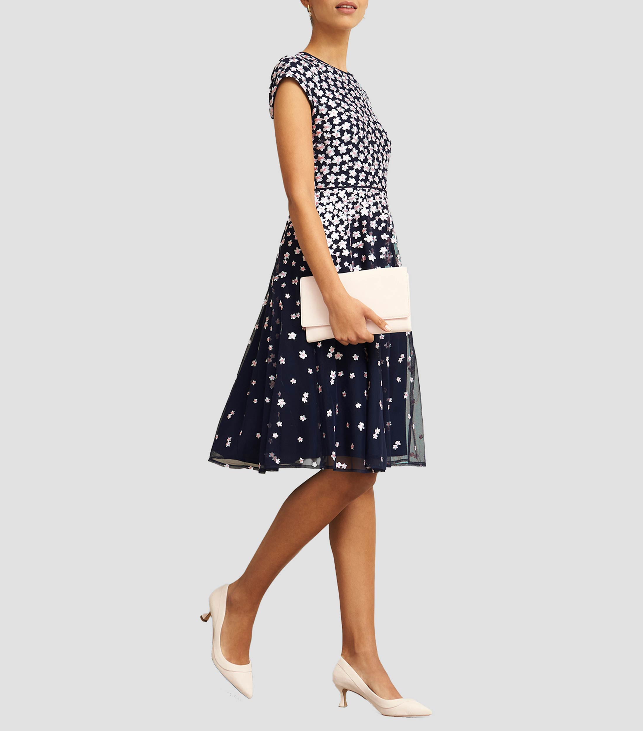 Vestido de fiesta midi con flores Betty Mujer
