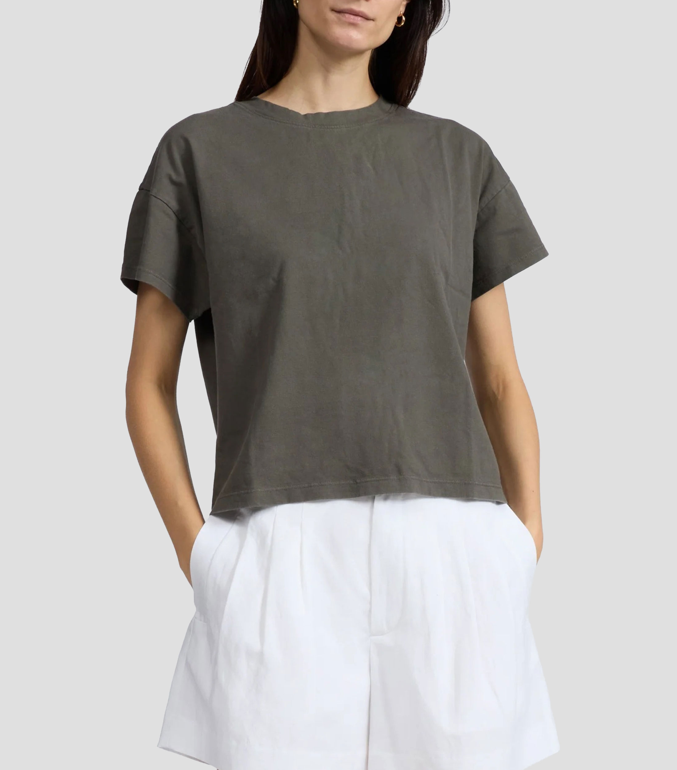 Playera cuello redondo manga corta lisa Mujer