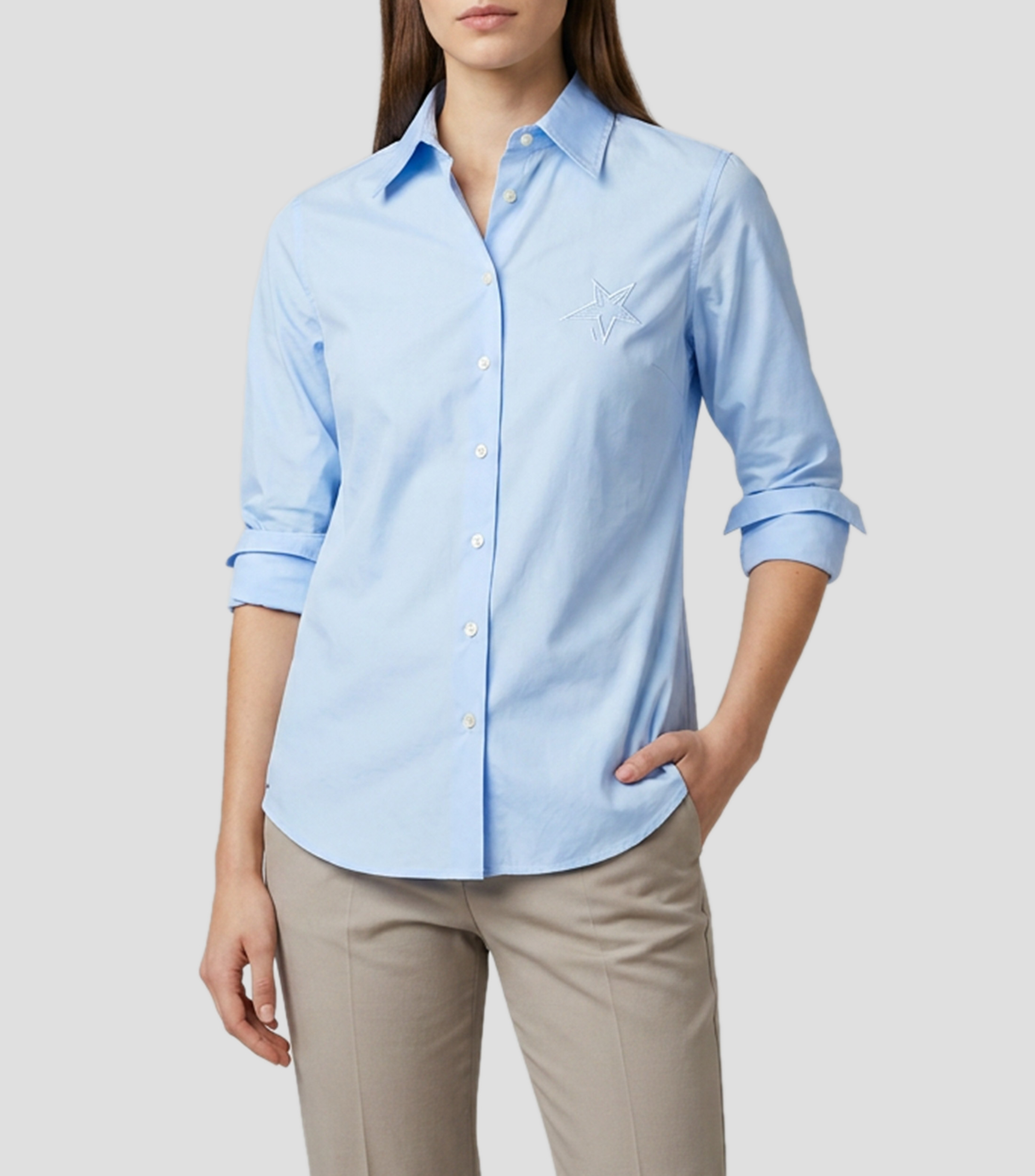 Camisa lisa manga larga Mujer