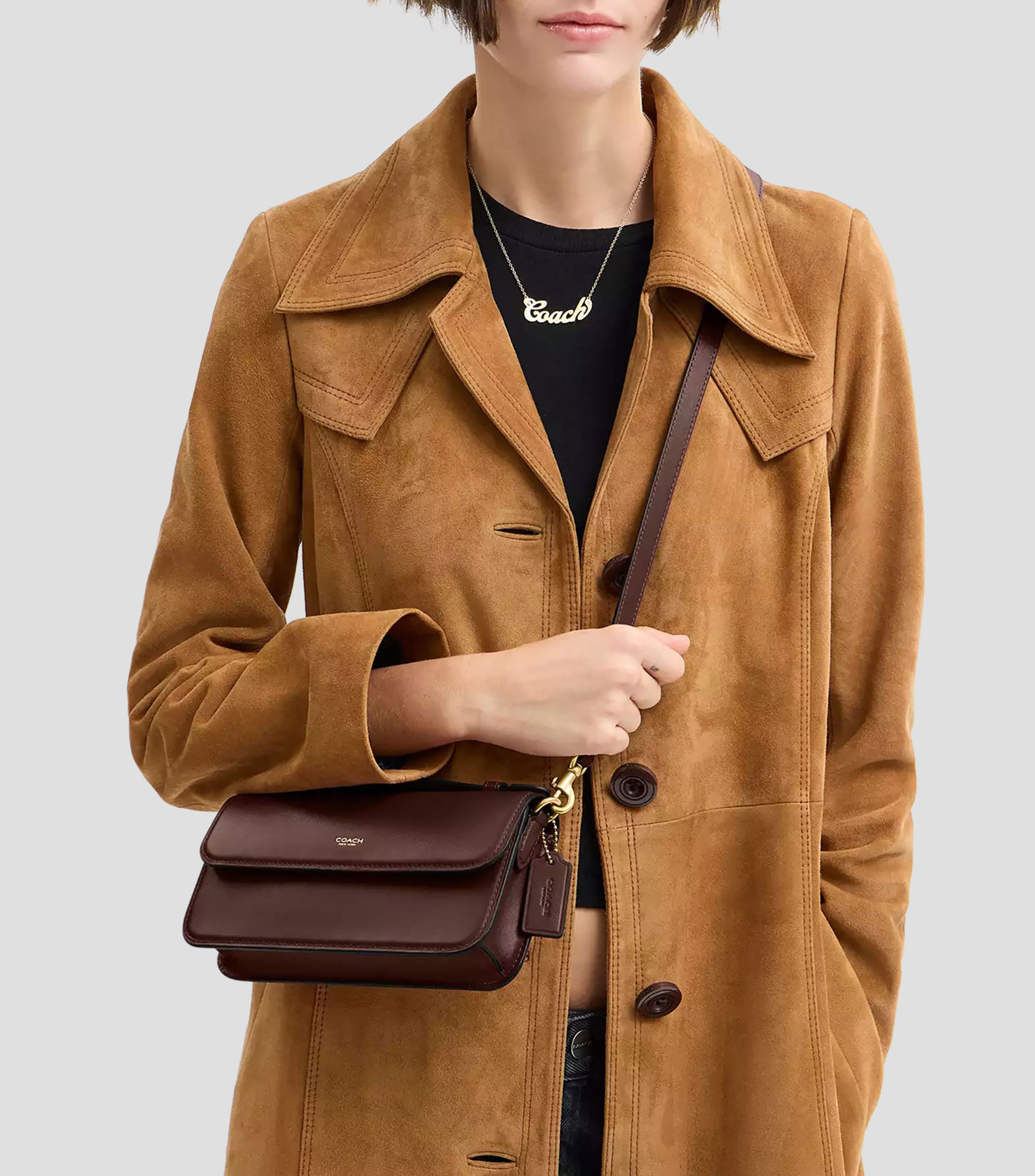 Bolsa Crossbody en cuero de vaca lisa Mujer