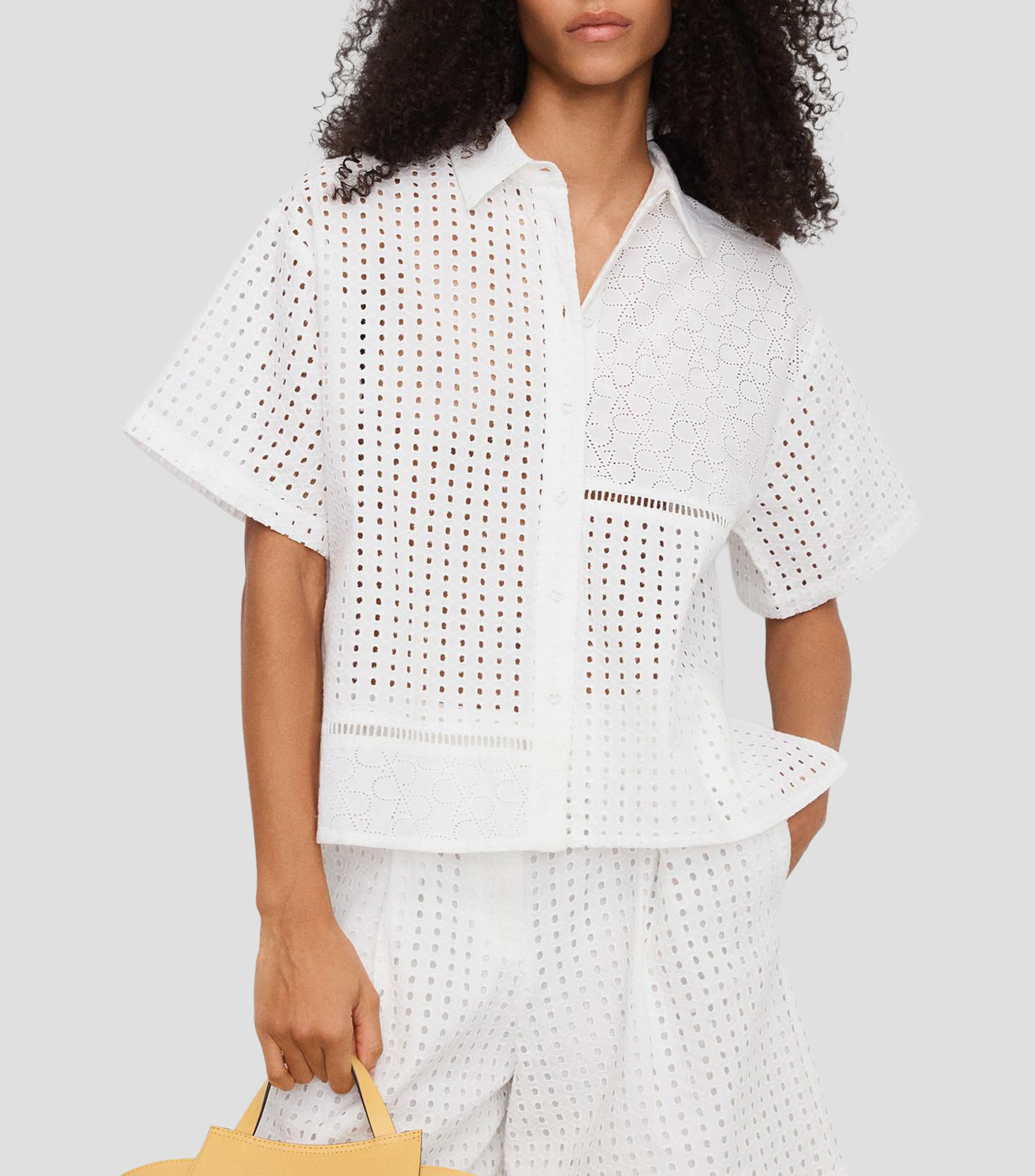 Camisa lisa con manga corta Mujer