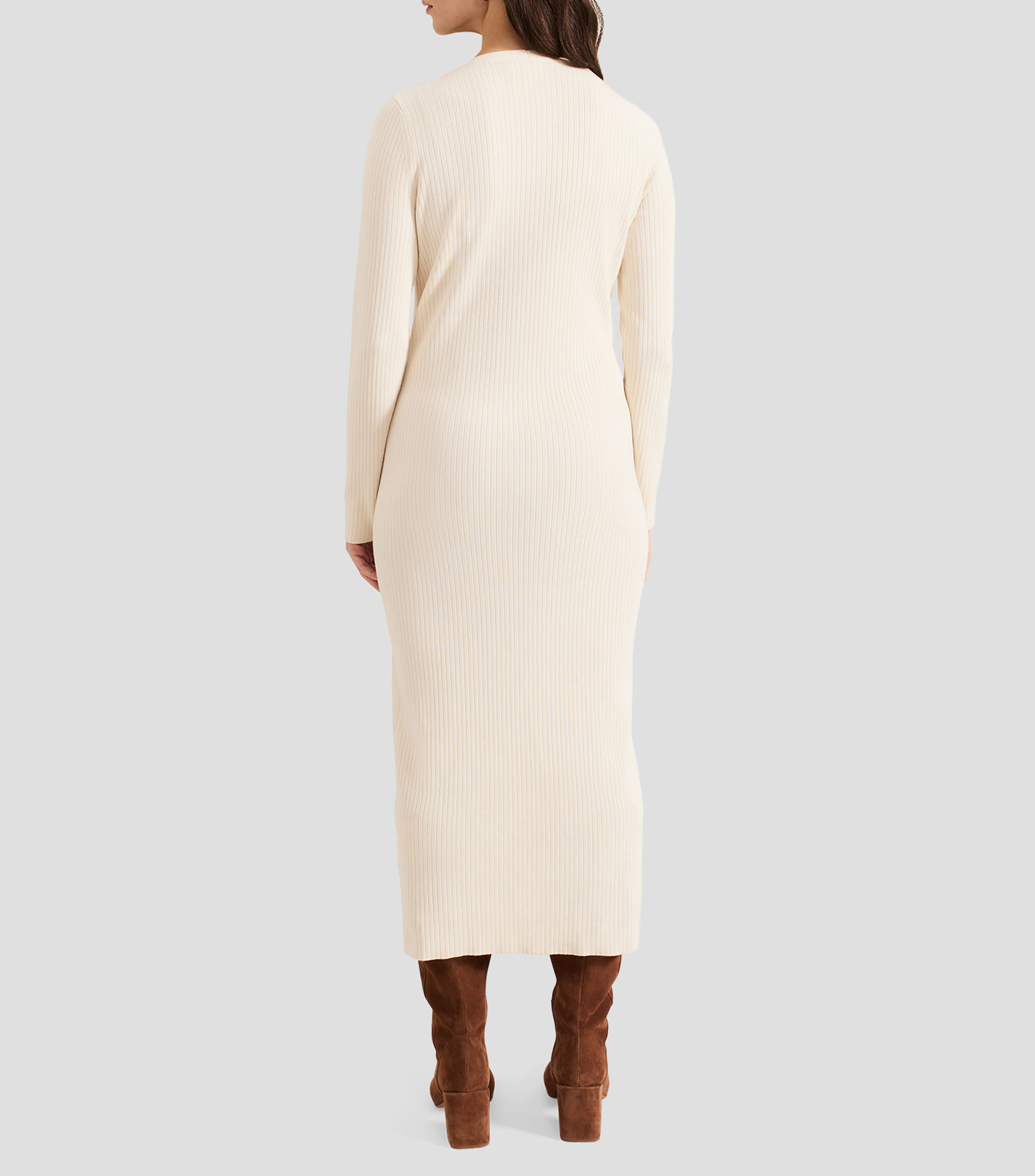 Vestido Midi liso manga larga Mujer