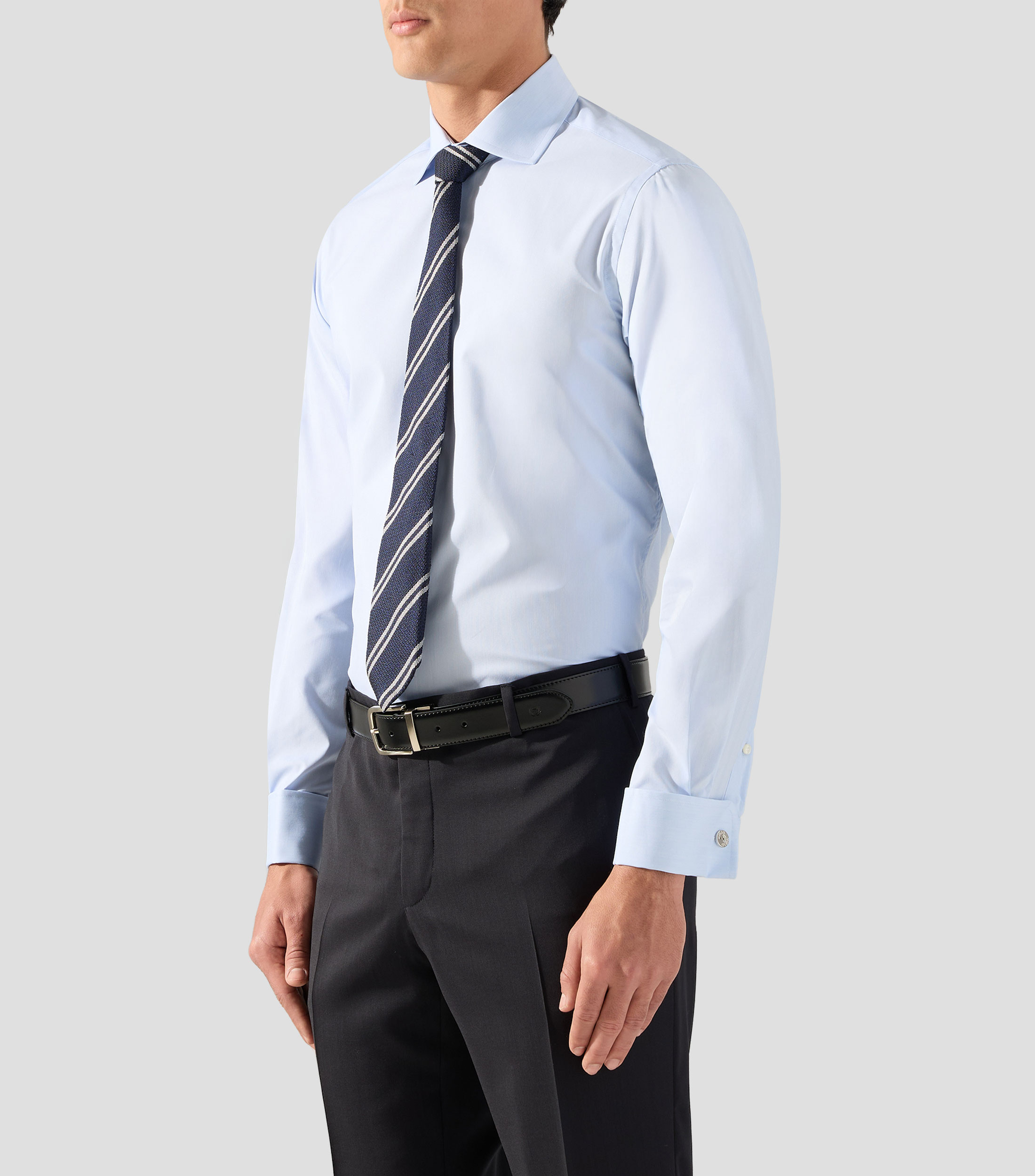 Camisa de vestir lisa con manga larga Hombre