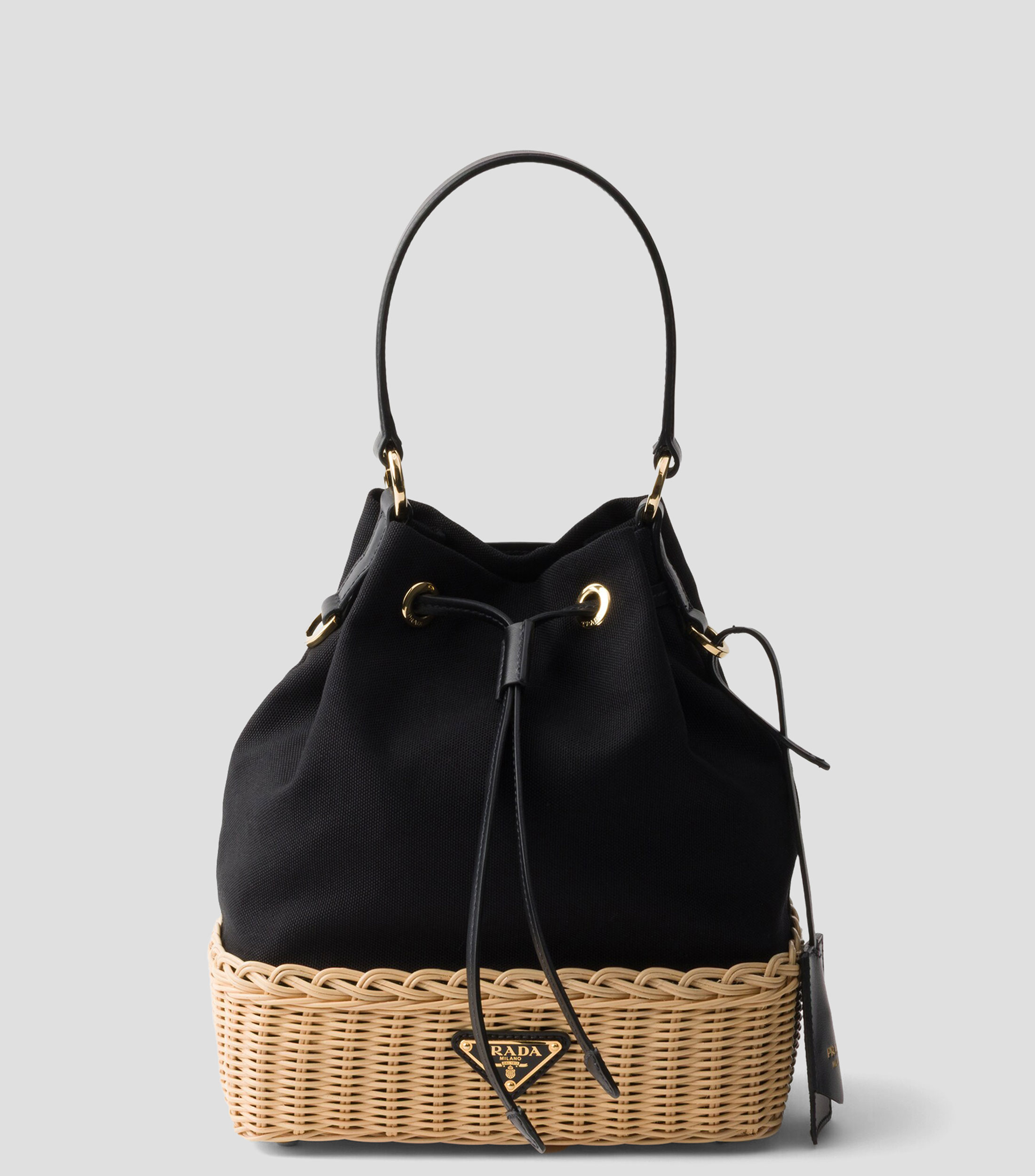 Bolsa saco de mimbre y lona Mujer