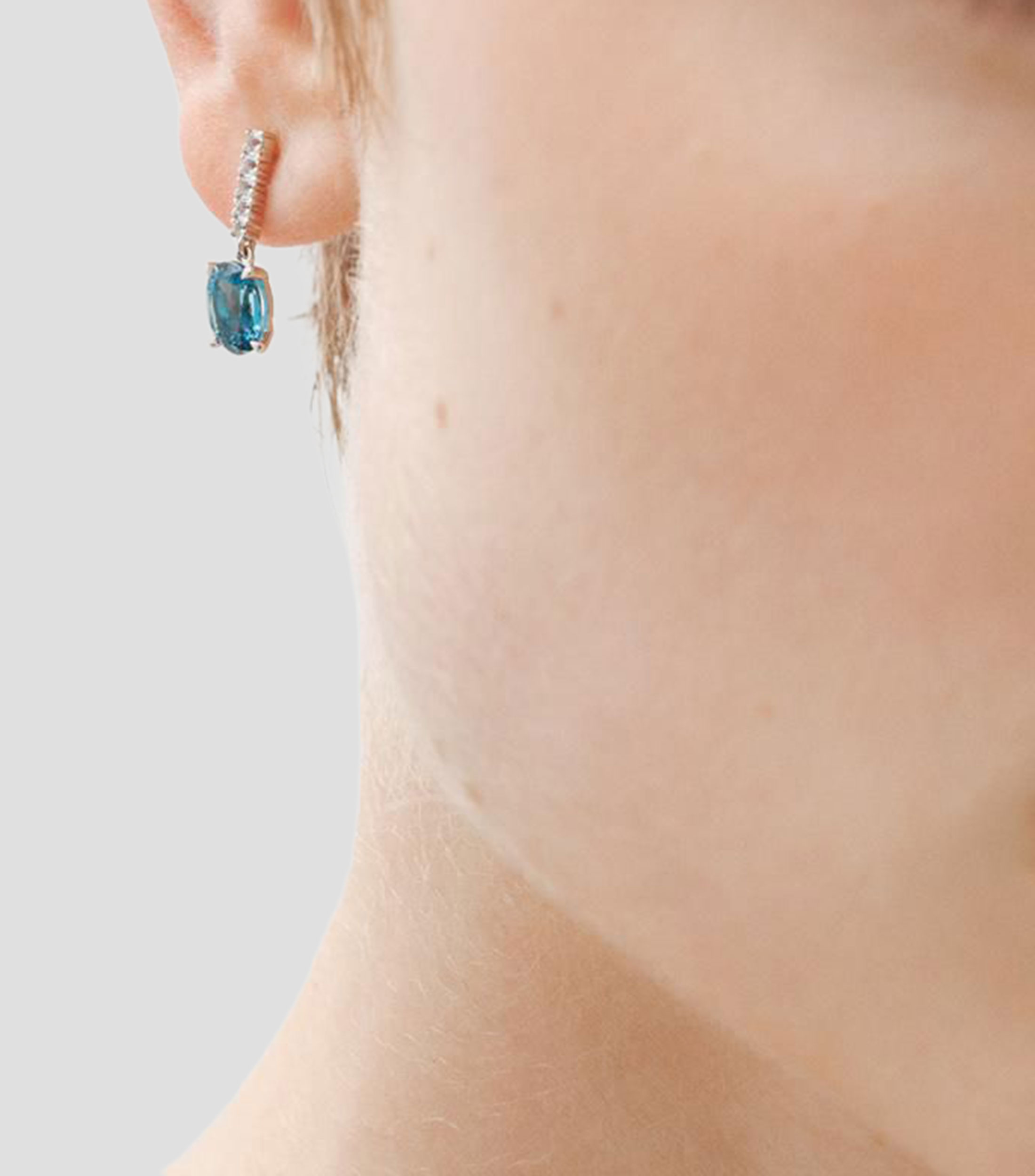 Pendientes de plata .925 con topacios blancos y azul london Elúa Mujer