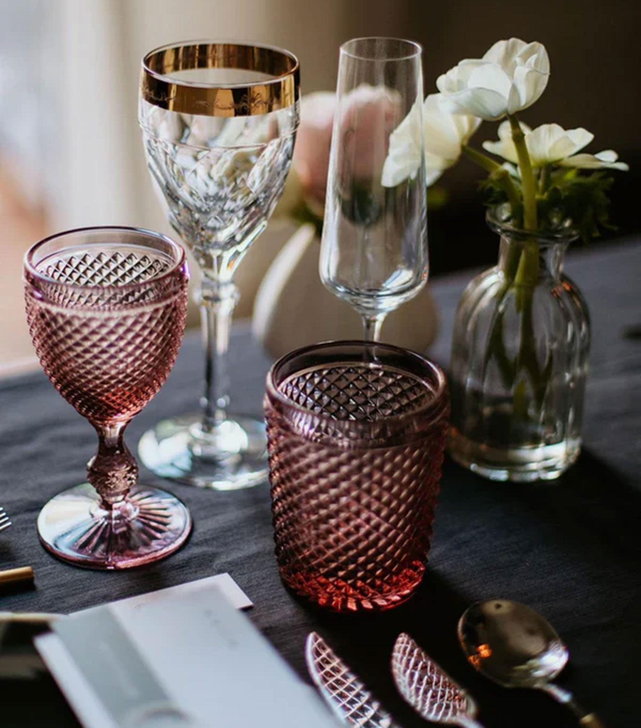 Set 4 Copas para Agua Bicos Rosa