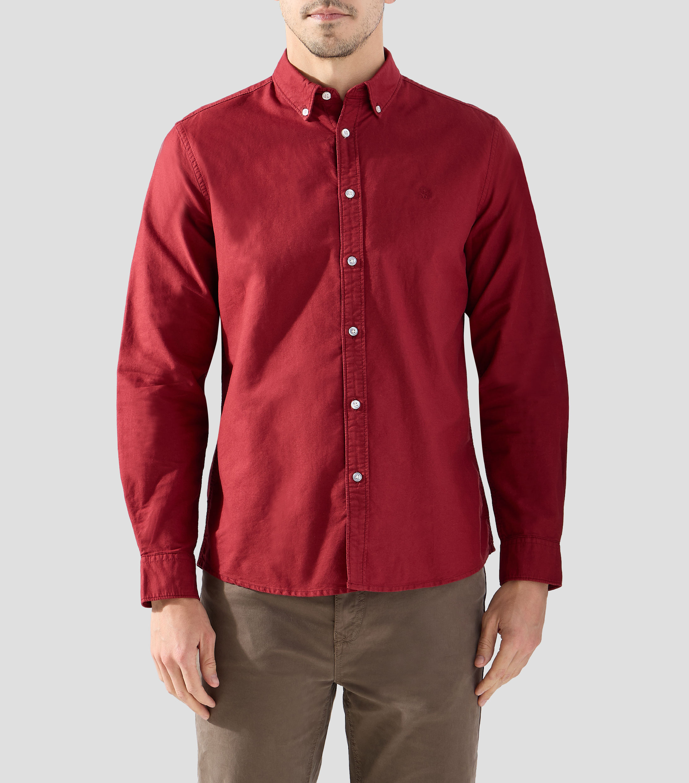Camisa lisa manga larga Hombre