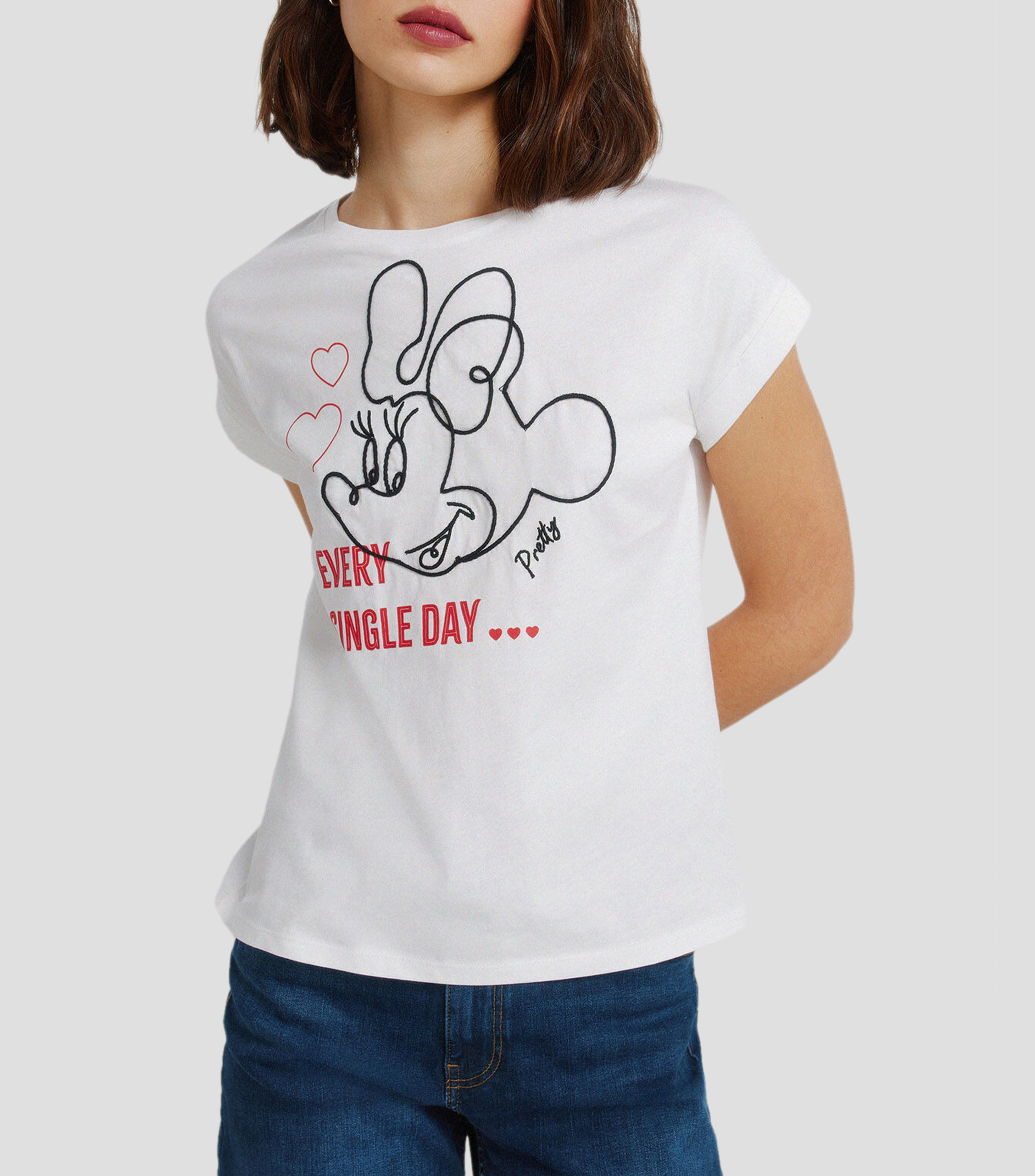 Playera cuello redondo manga corta estampada Minnie Mouse Mujer