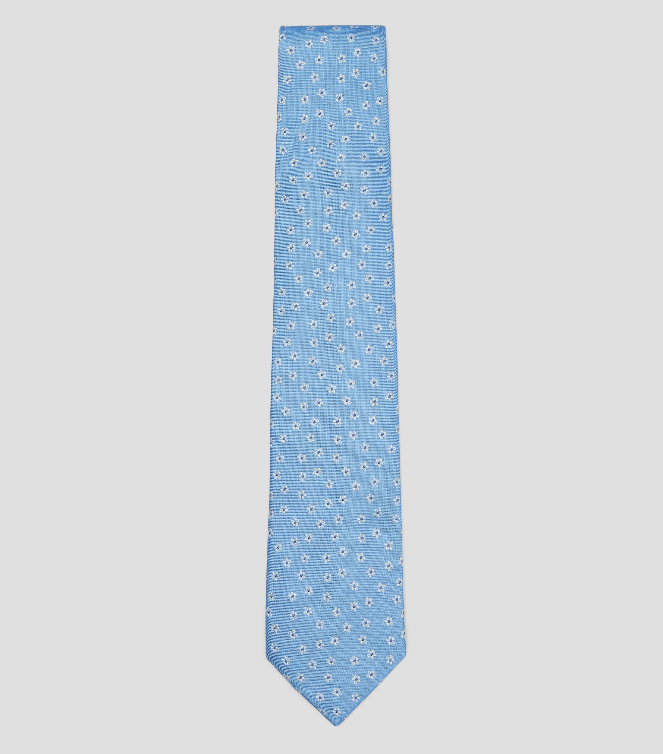 Corbata ancha en seda azul celeste bordada Brera