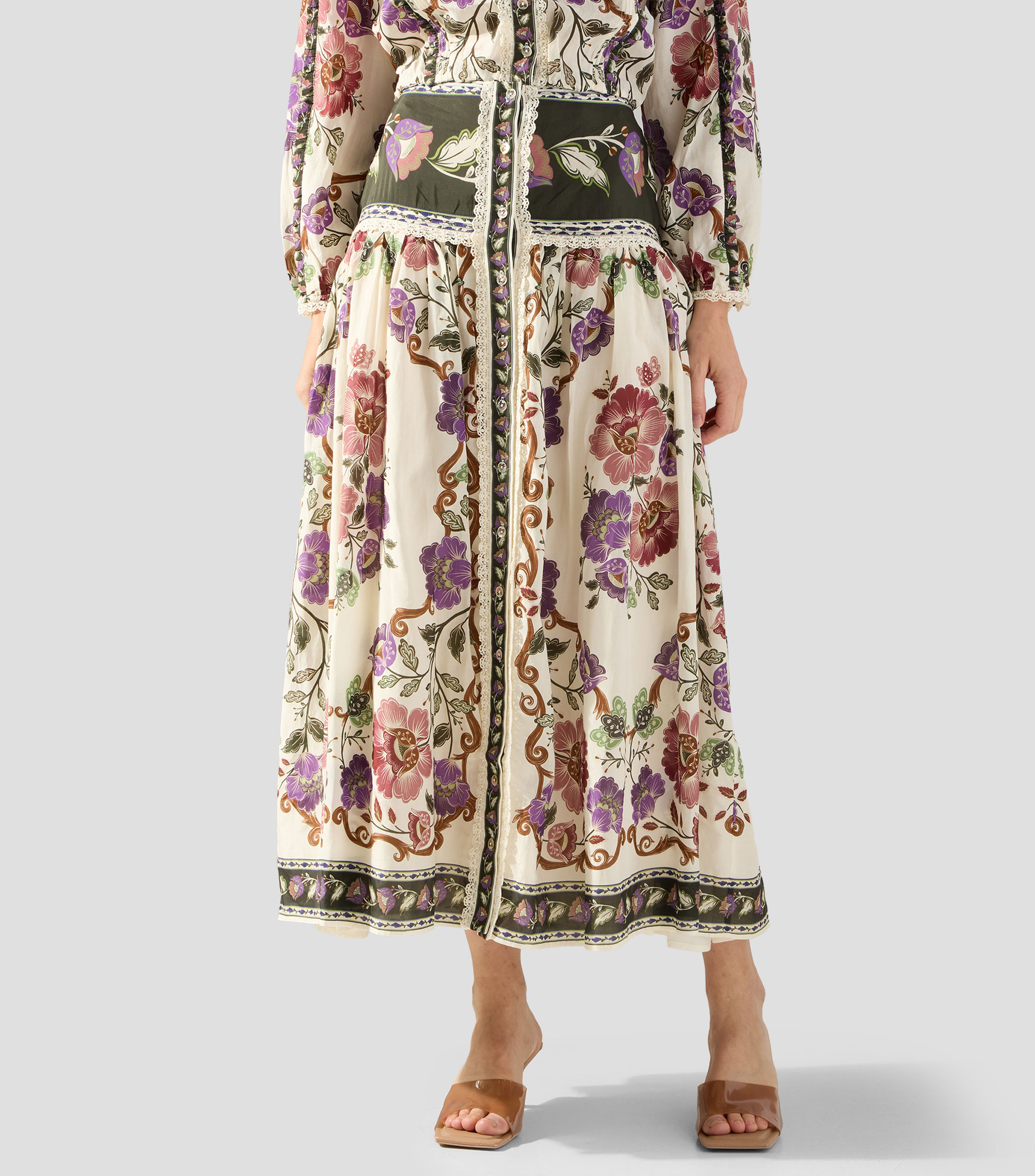 Falda midi de corte A estampada Mujer