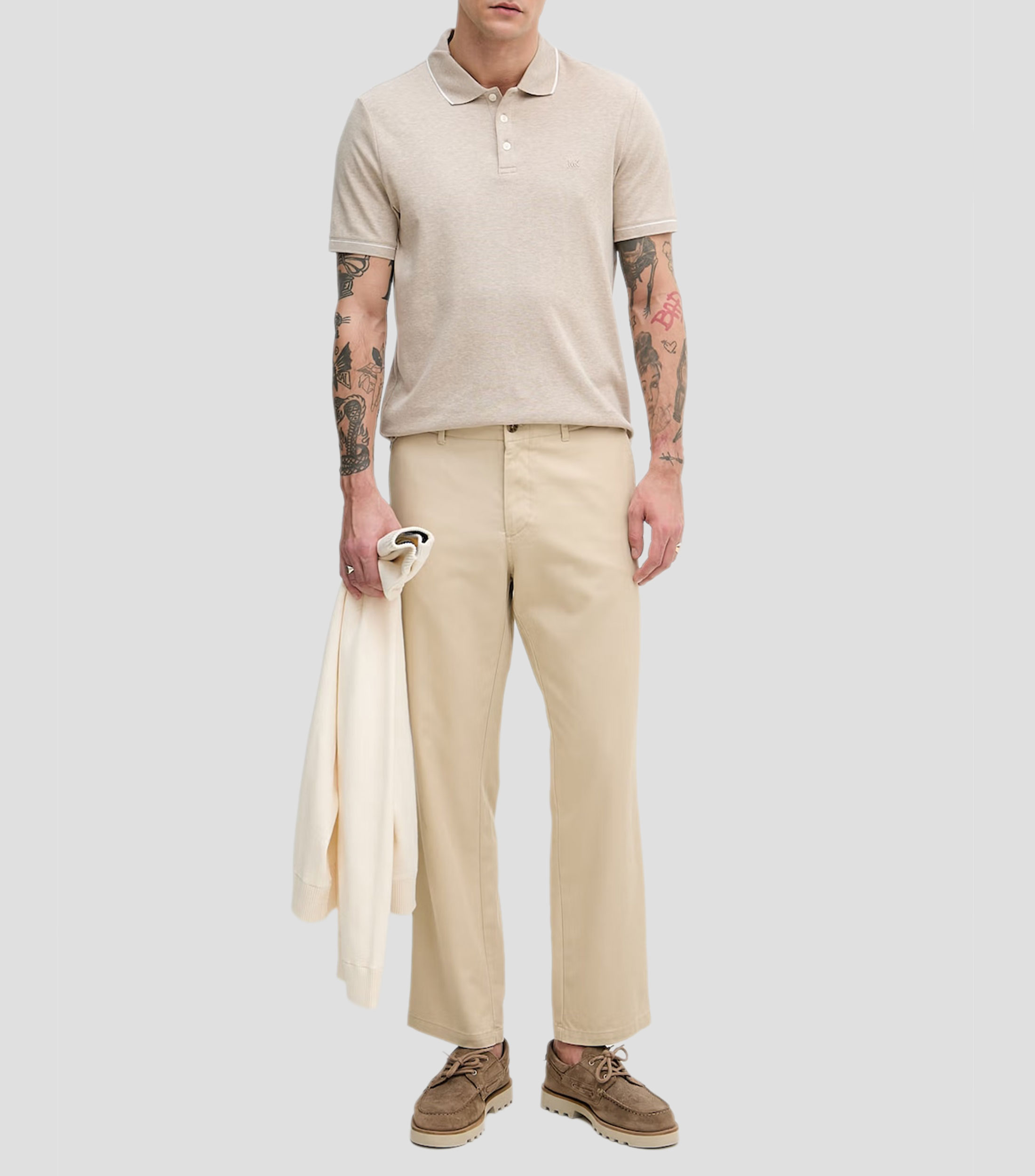 Playera tipo polo manga corta jaspeada Hombre
