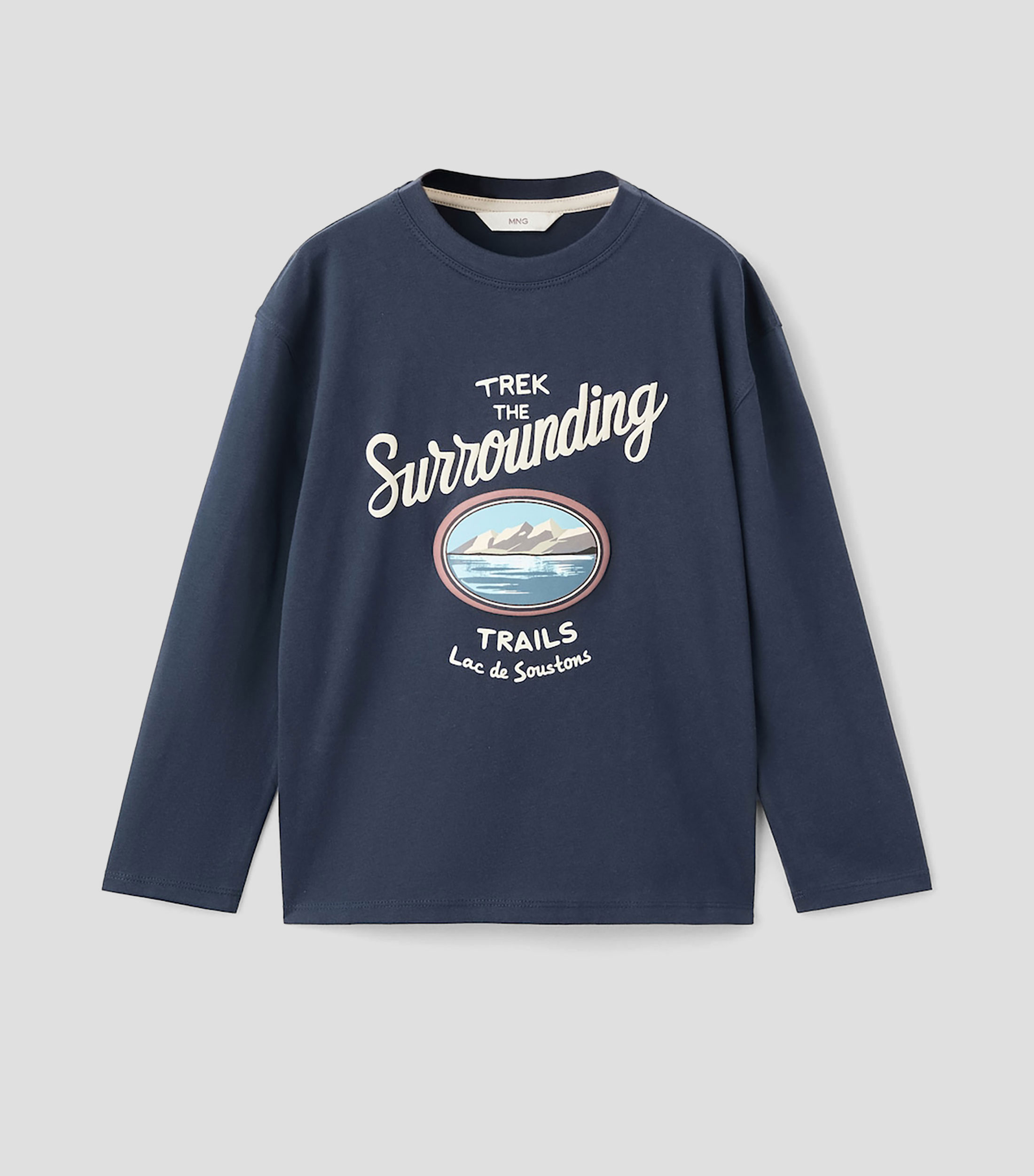 Playera cuello redondo manga larga estampada Niño