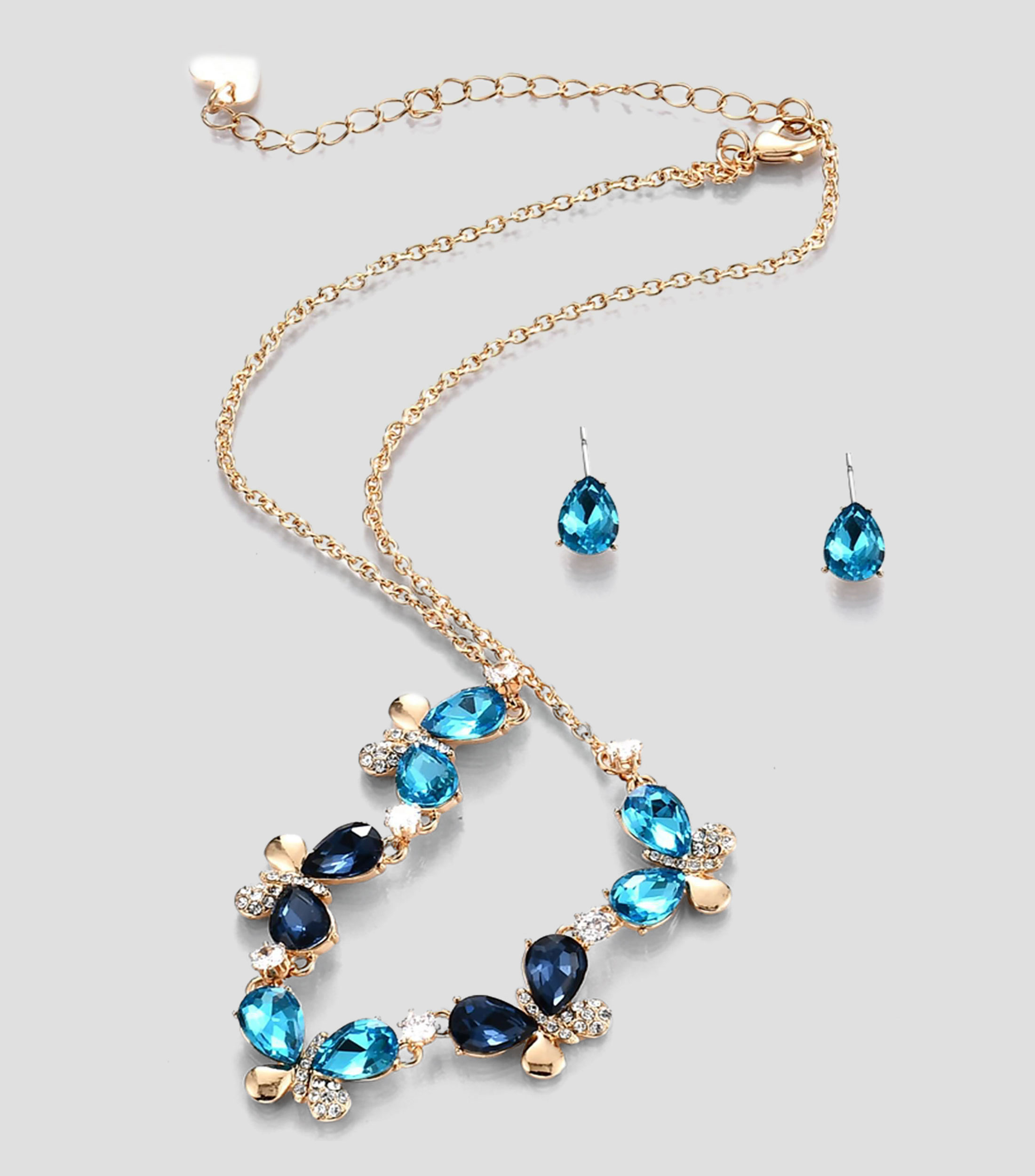 Set de collar y aretes mariposas Mujer