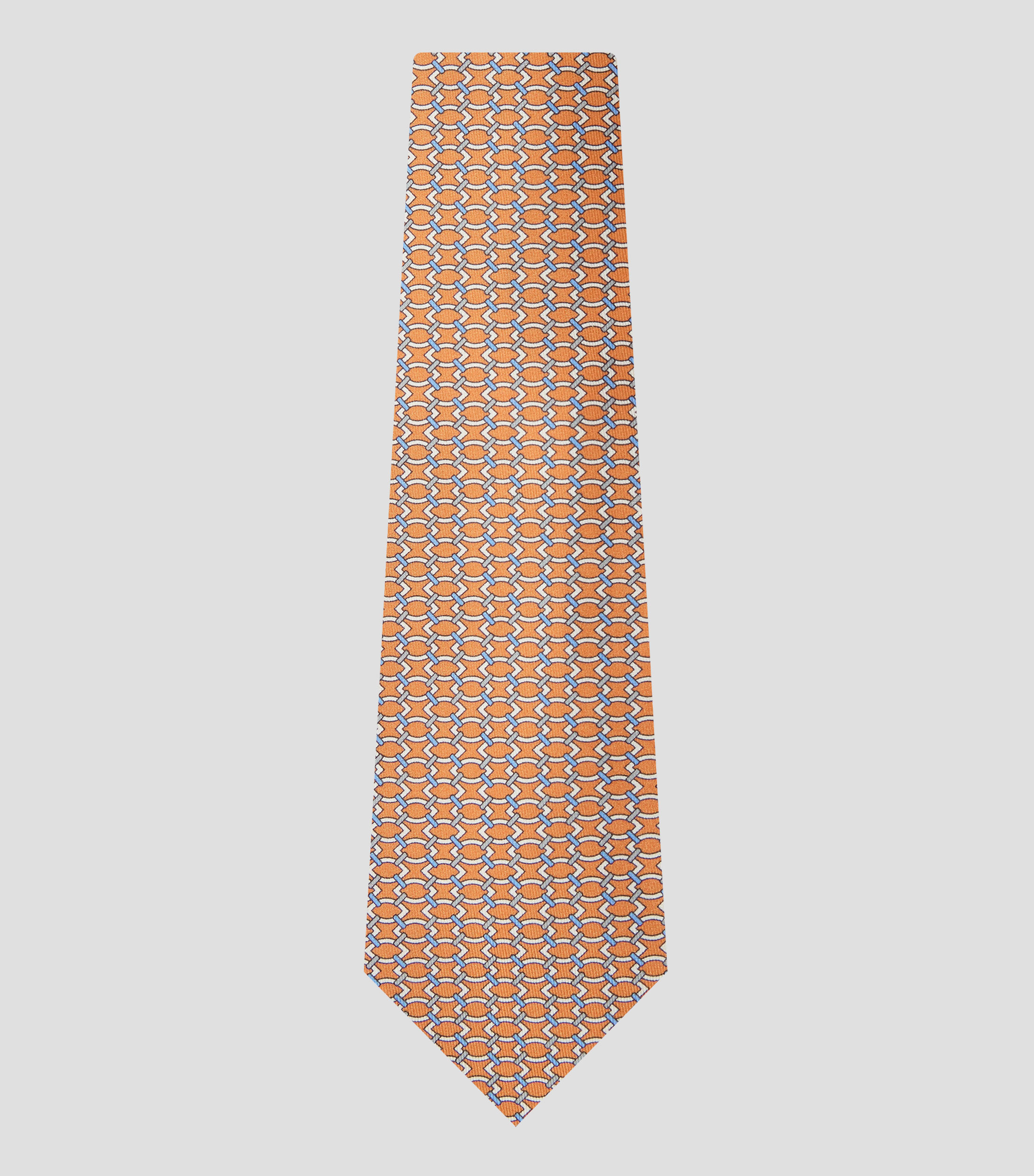 Corbata ancha en seda naranja estampada