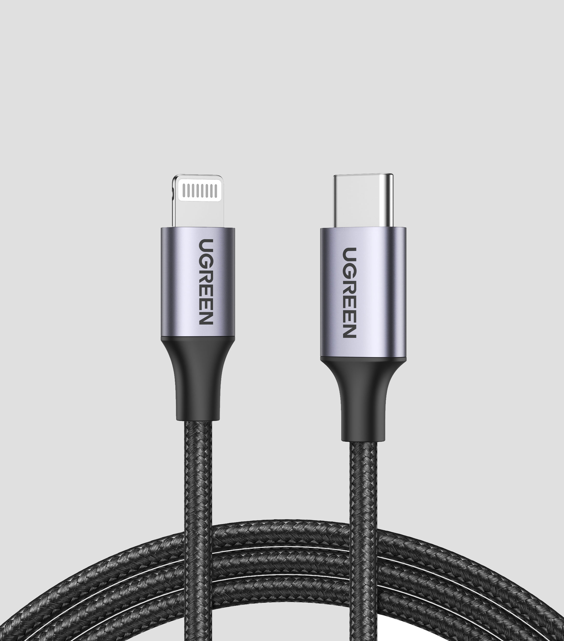 Cable de carga, USB-C a Lightning, 1 m, negro
