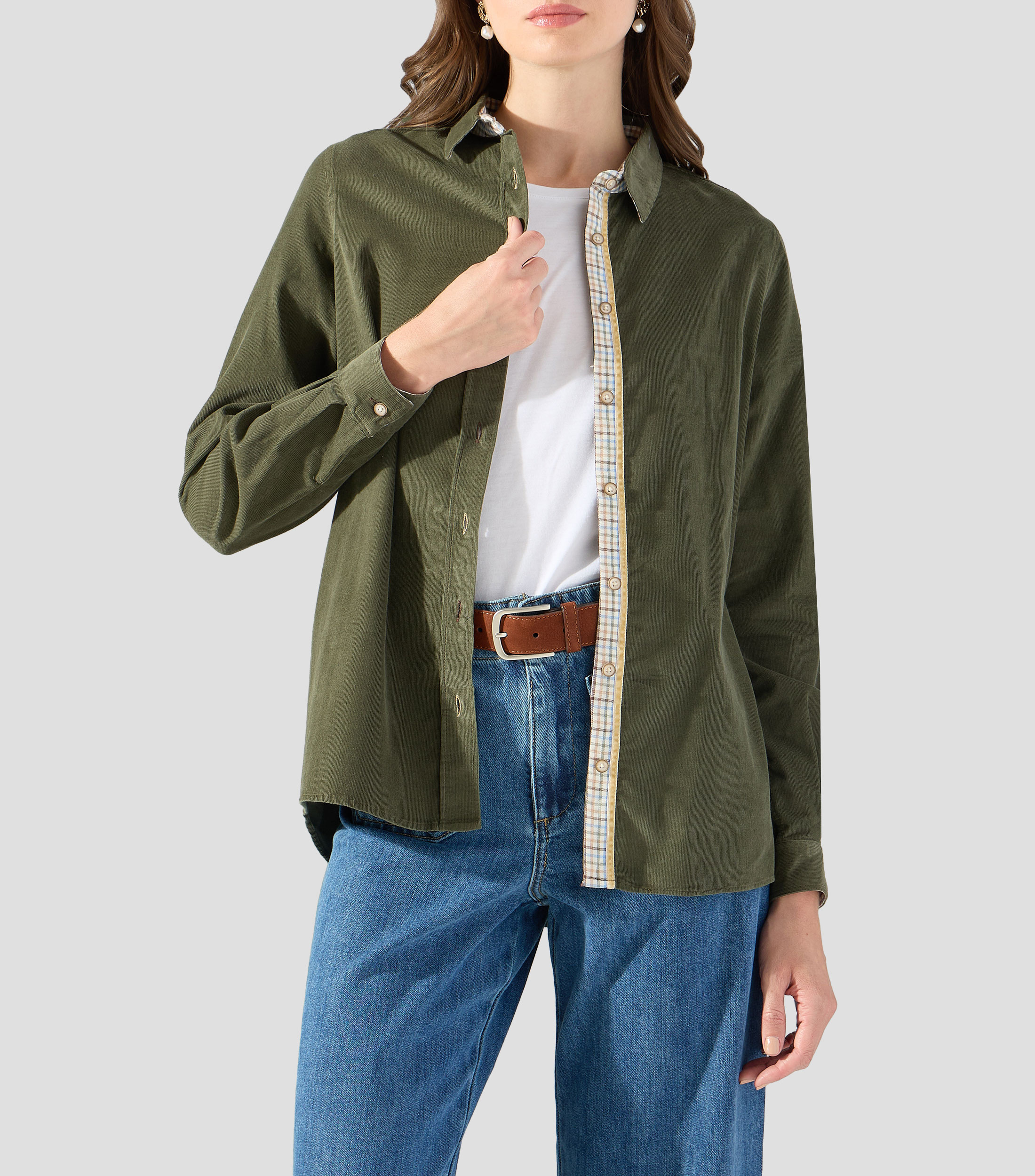 Camisa lisa manga larga Mujer