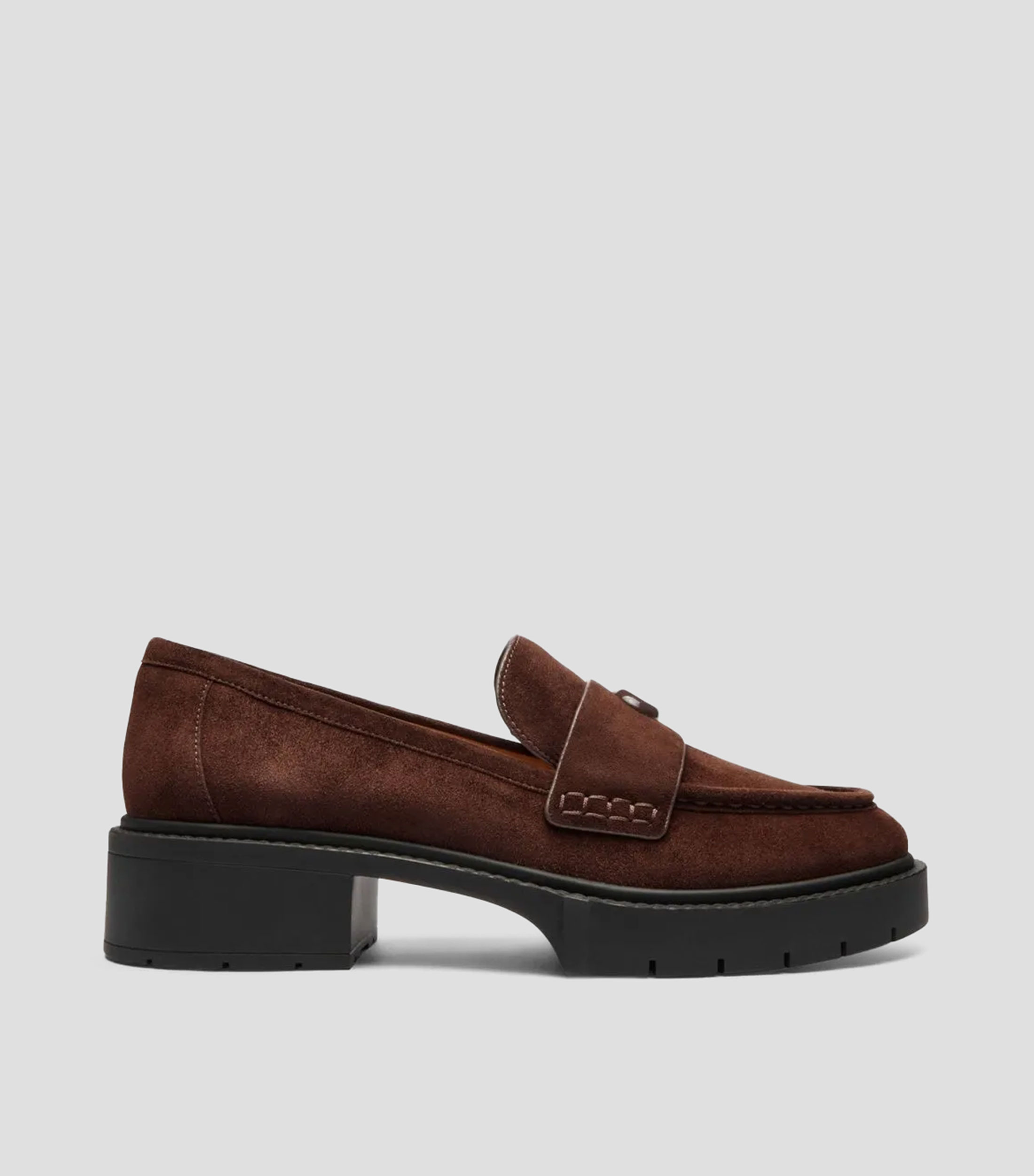 Mocasines Leah en piel con tacón bajo ancho y logo Mujer