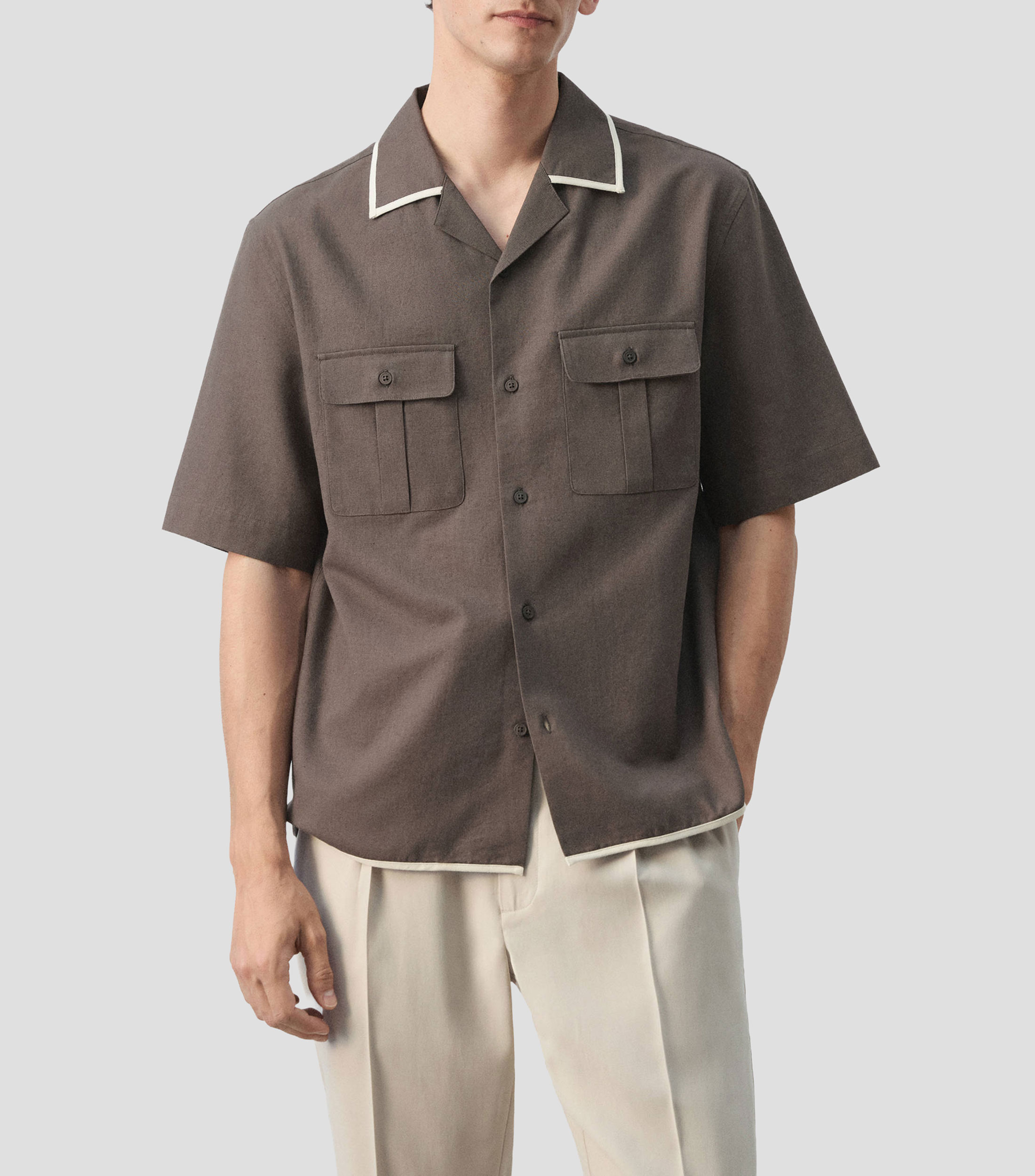 Camisa manga corta liso Hombre