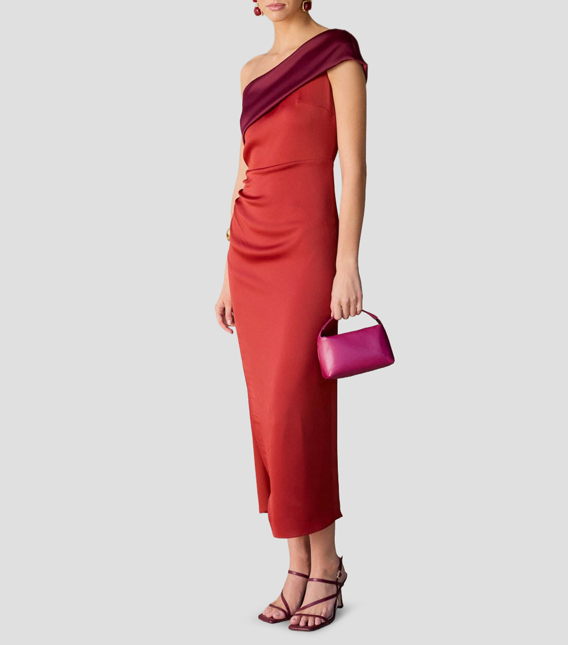 Vestido midi liso Mujer
