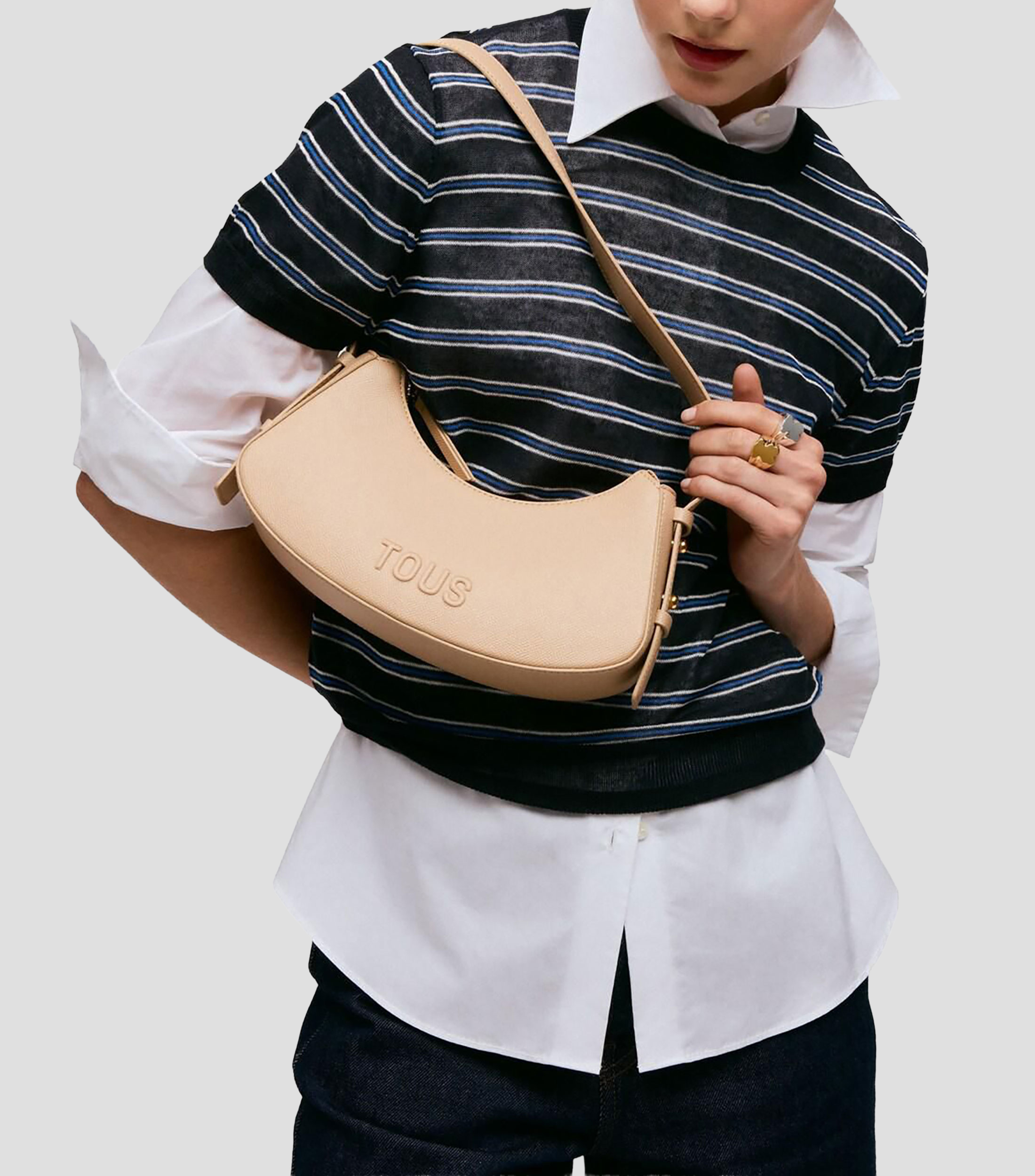 Bolsa Hobo beige en piel Back To Basics lisa Mujer