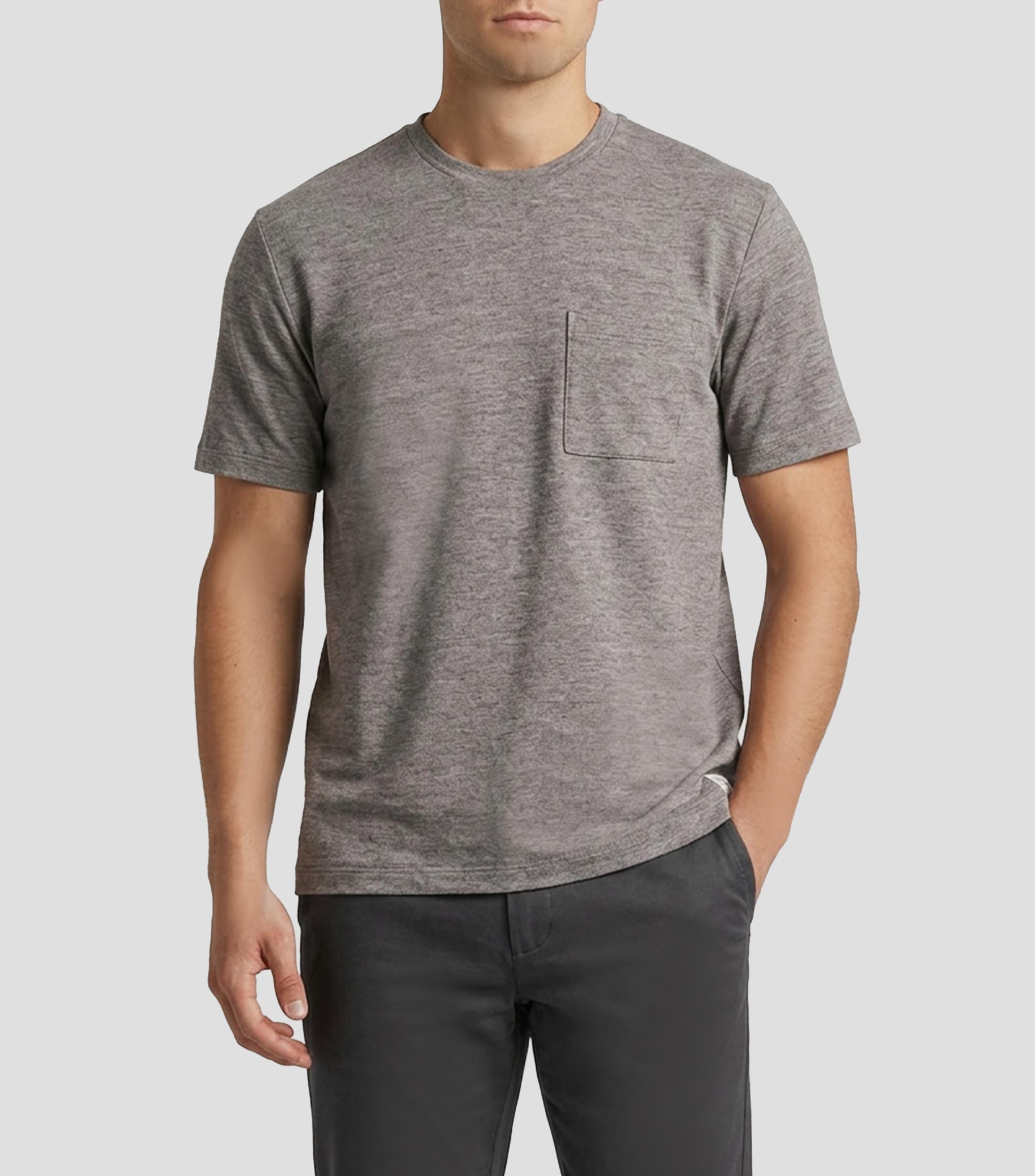 Playera deportiva cuello redondo manga corta jaspeada Hombre