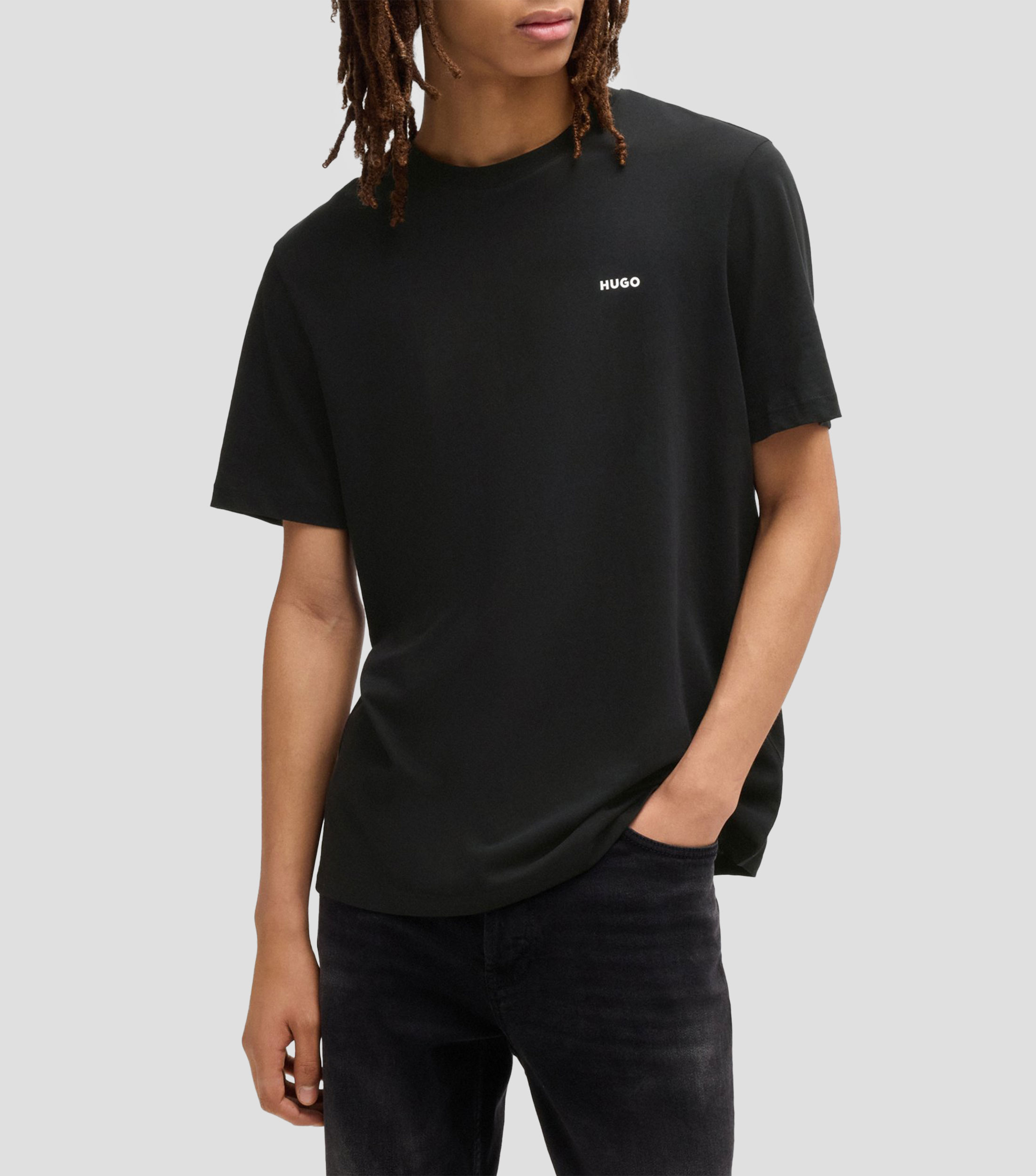 Playera en punto de algodón con logo estampado Hombre
