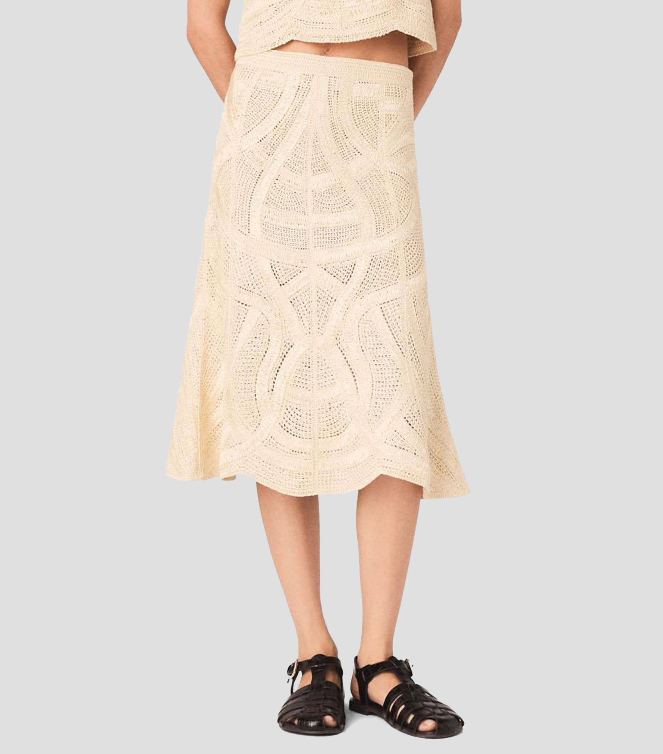 Falda midi de corte regular microdiseño Mujer