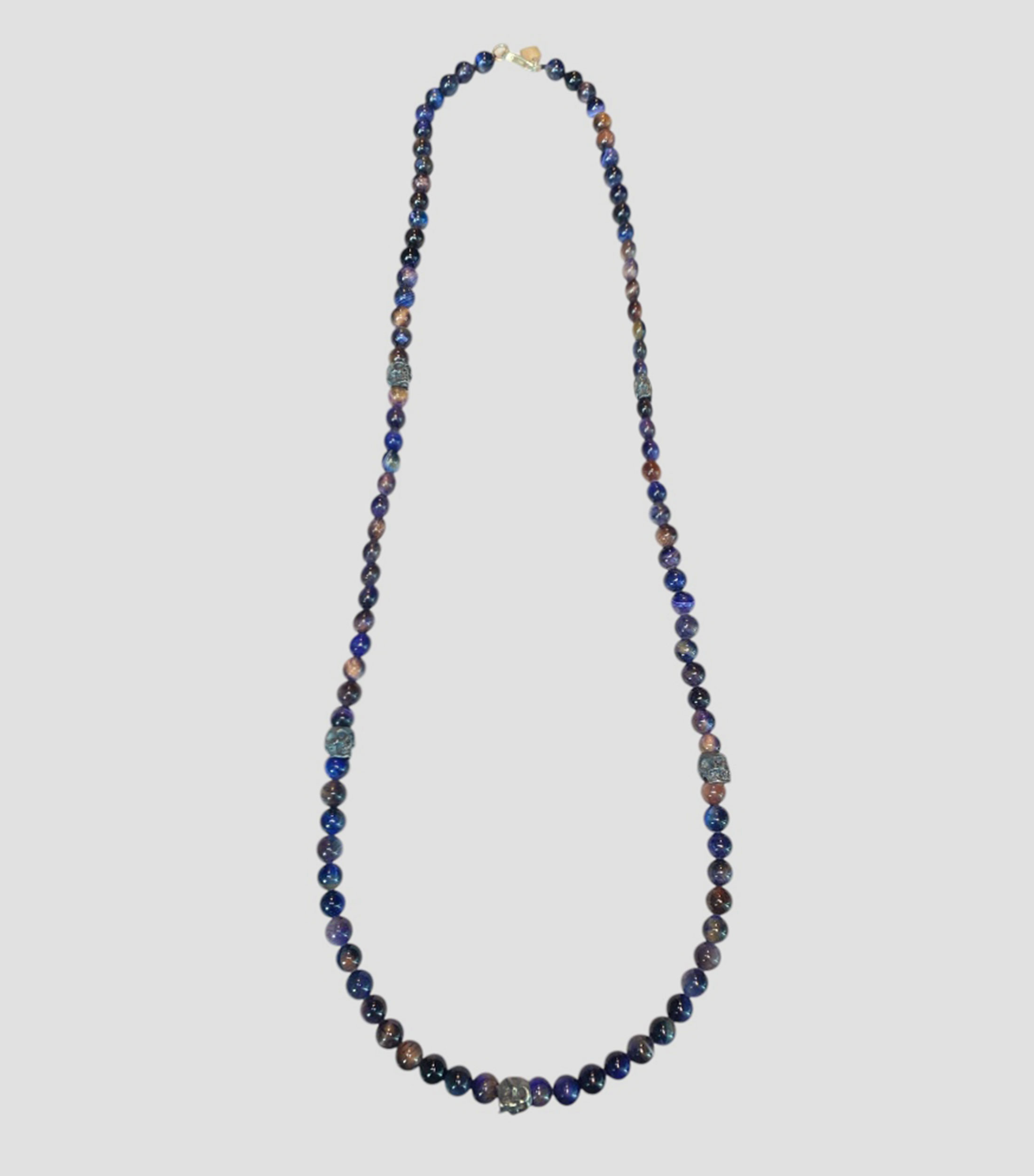 Collar Piedra Ojo de Tigre Galaxy con Calaveras Hombre