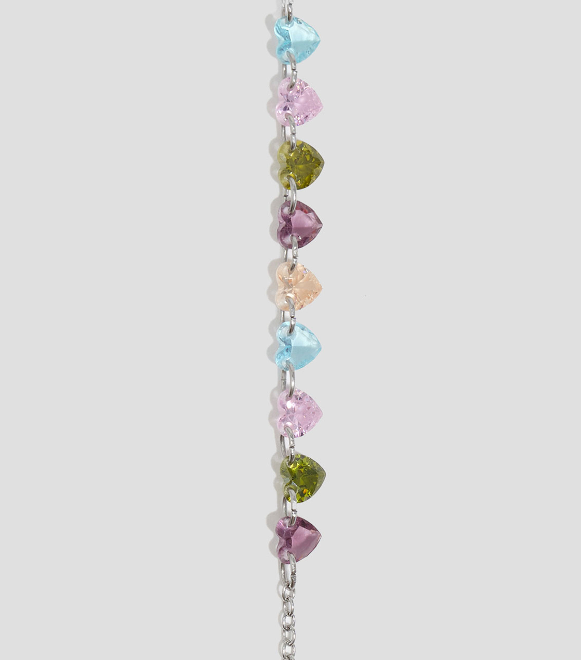 Collar corazones cristales multicolor plateado Mujer