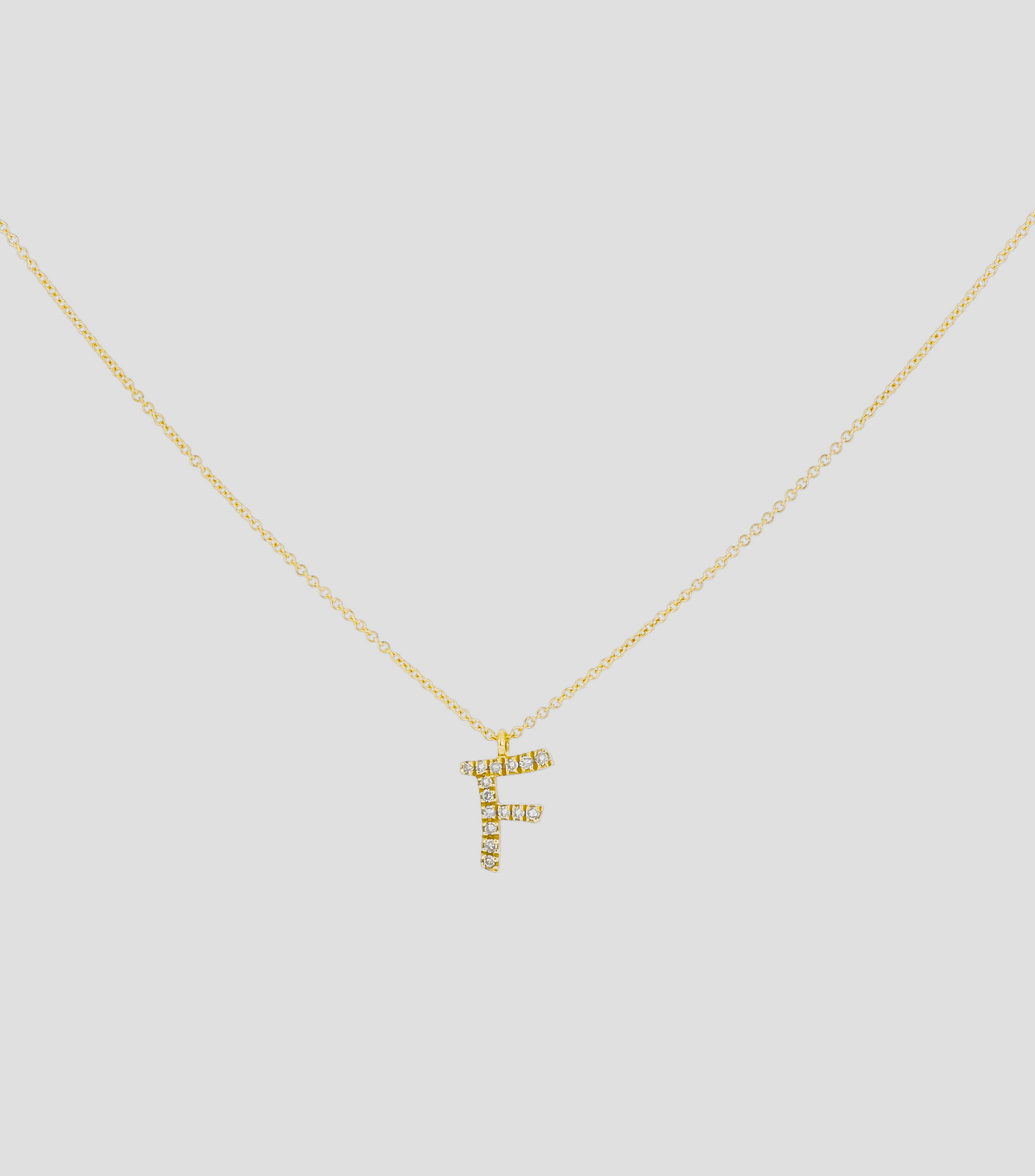Dije en letra quotFquot y cadena en Oro amarillo 14 Kts Mujer
