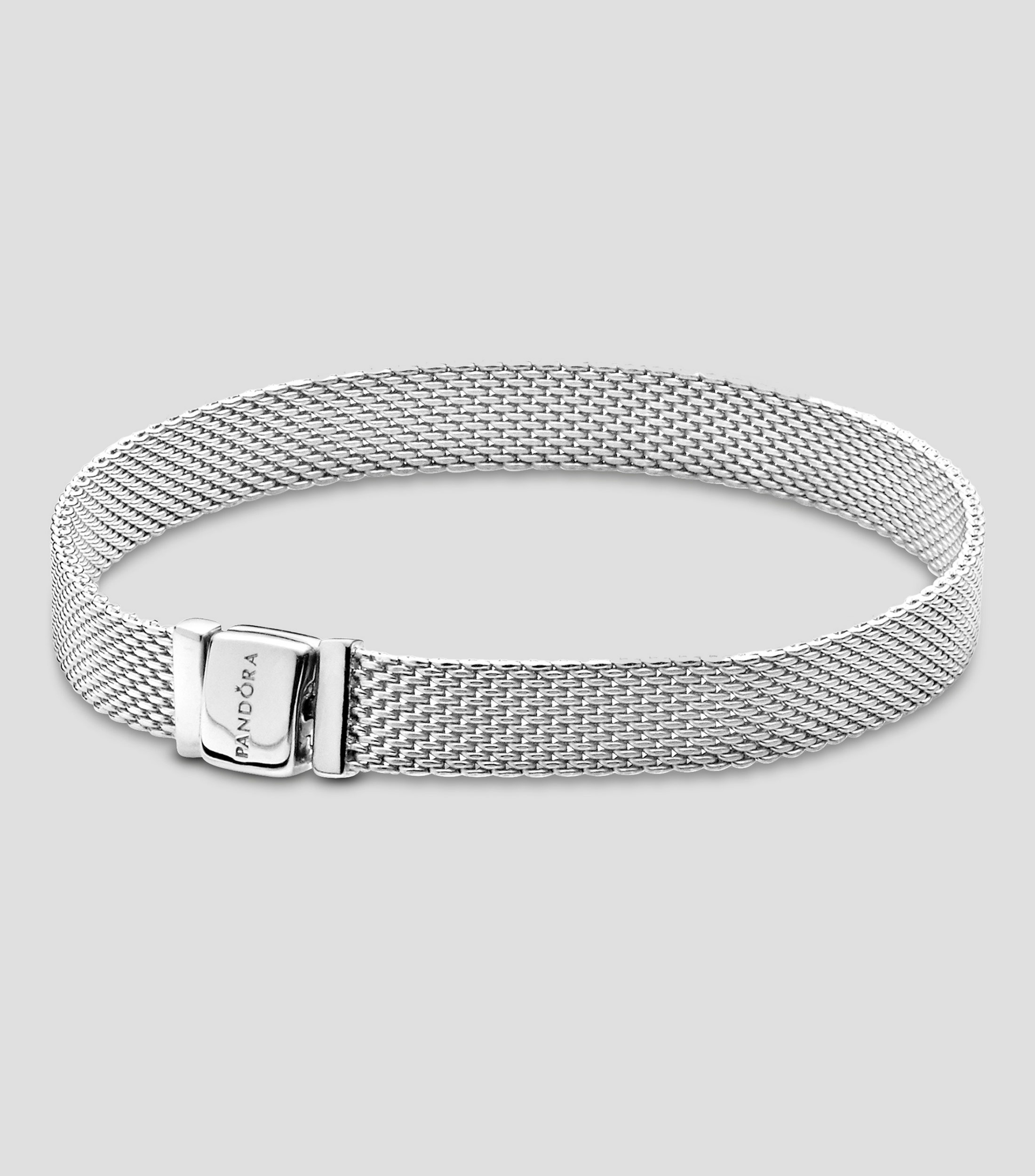 Brazalete en plata con acabado tipo malla Mujer Talla 18 cm