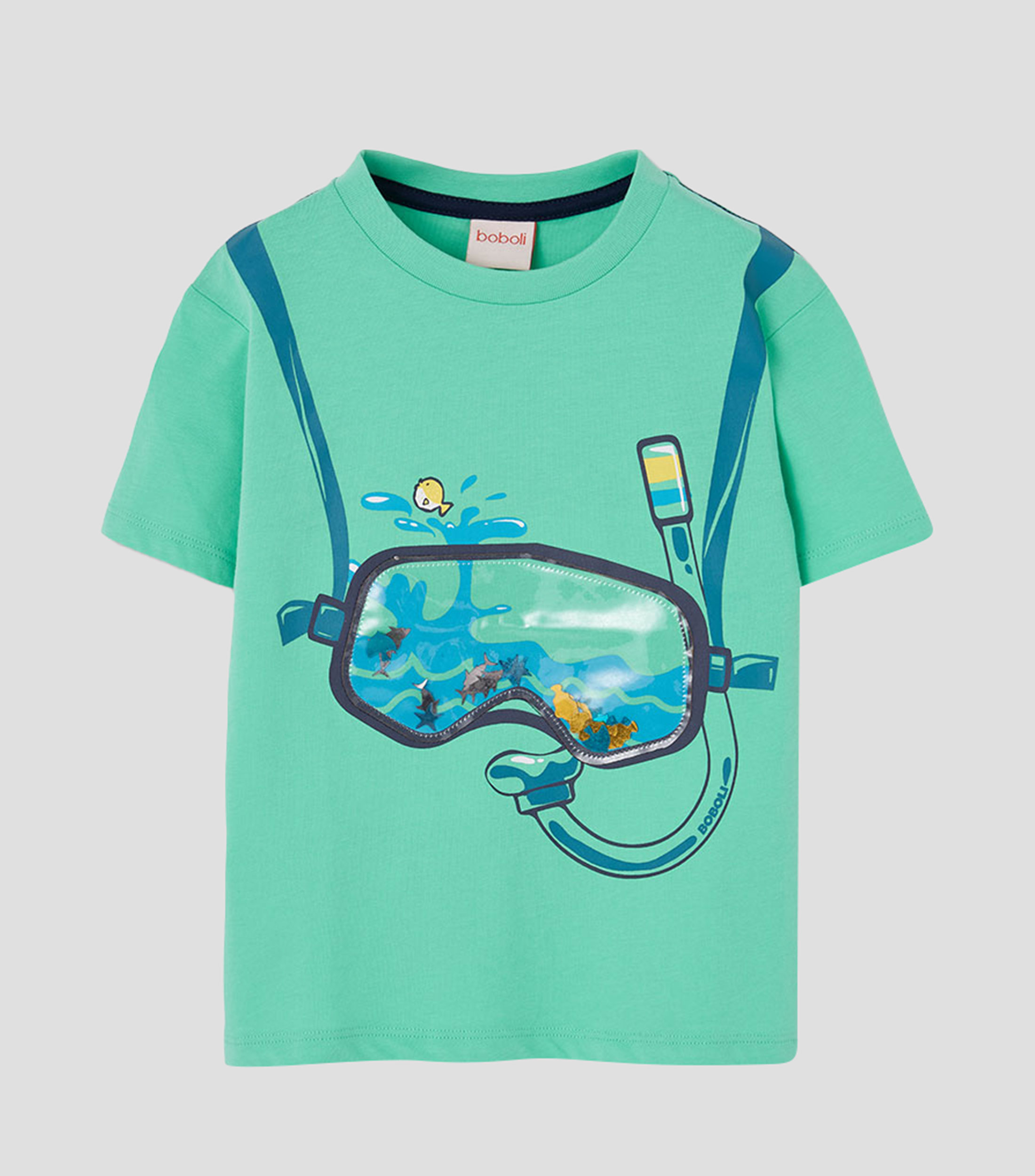 Playera de cuello redondo con manga corta estampada Niño